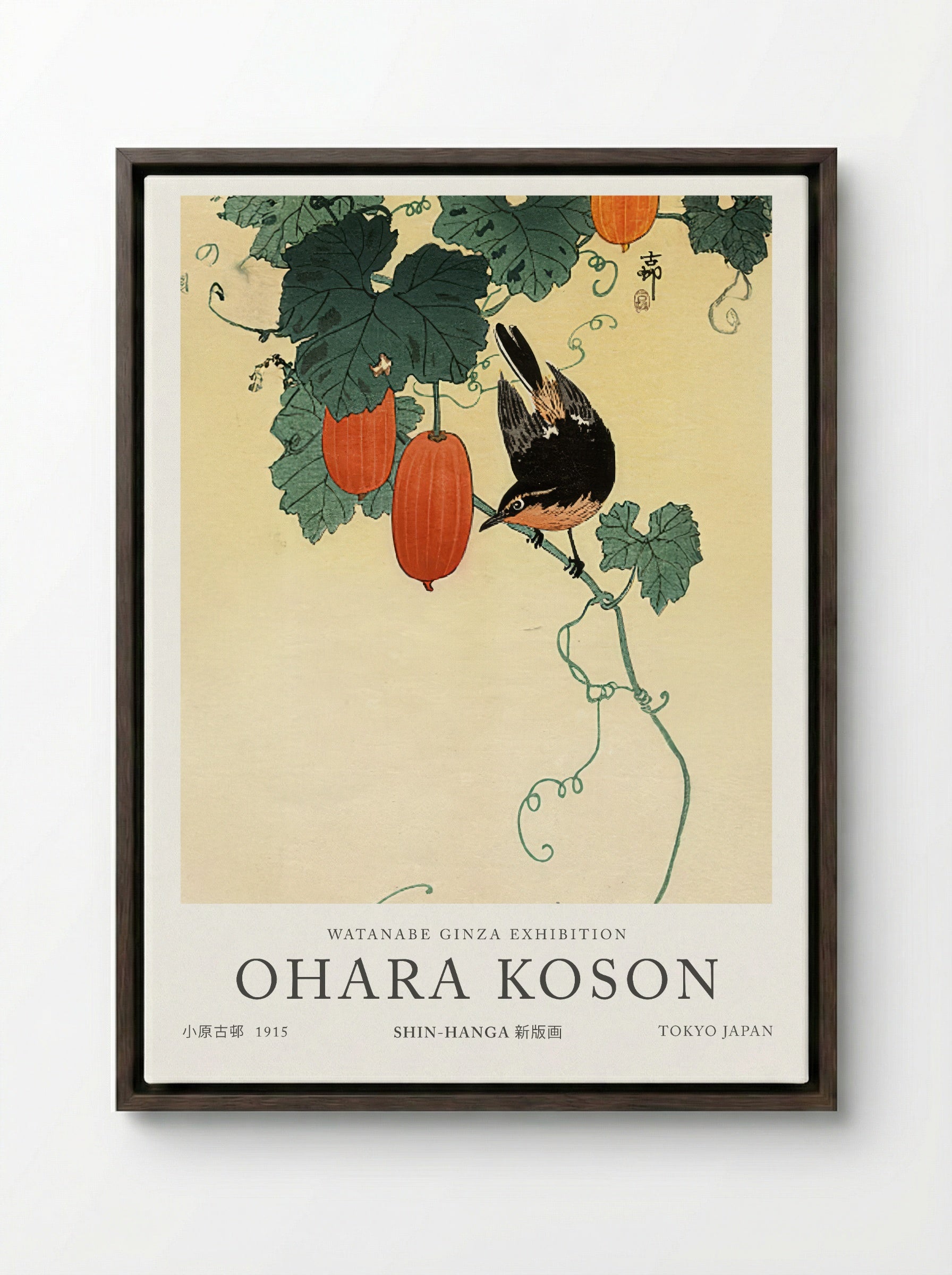 A Flycatcher On Cucumber Bush - Ohara Koson