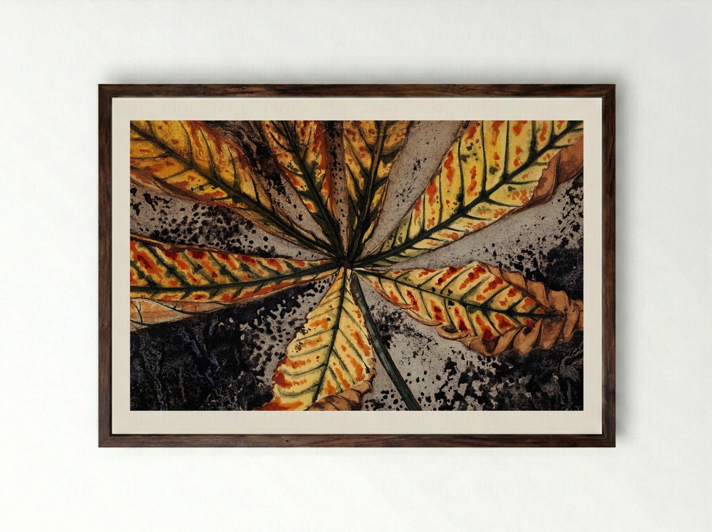 Chestnut Leaf - Julie de Graag - Framed Print Dark Wood