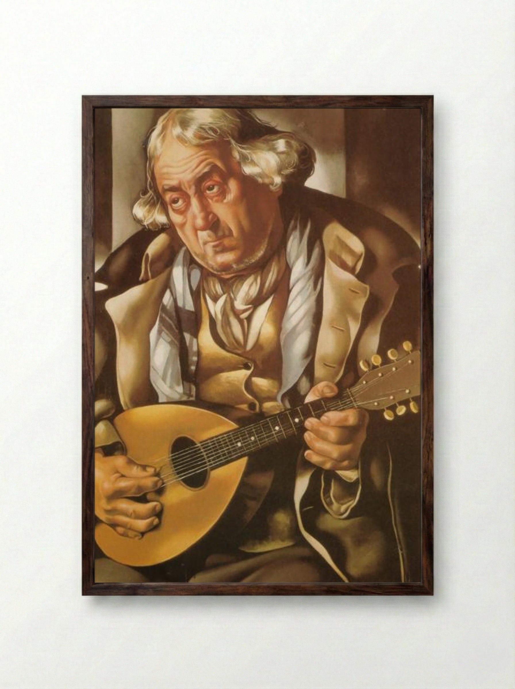 Beggar with Mandolin - Tamara de Lempicka - Framed Print Dark Wood