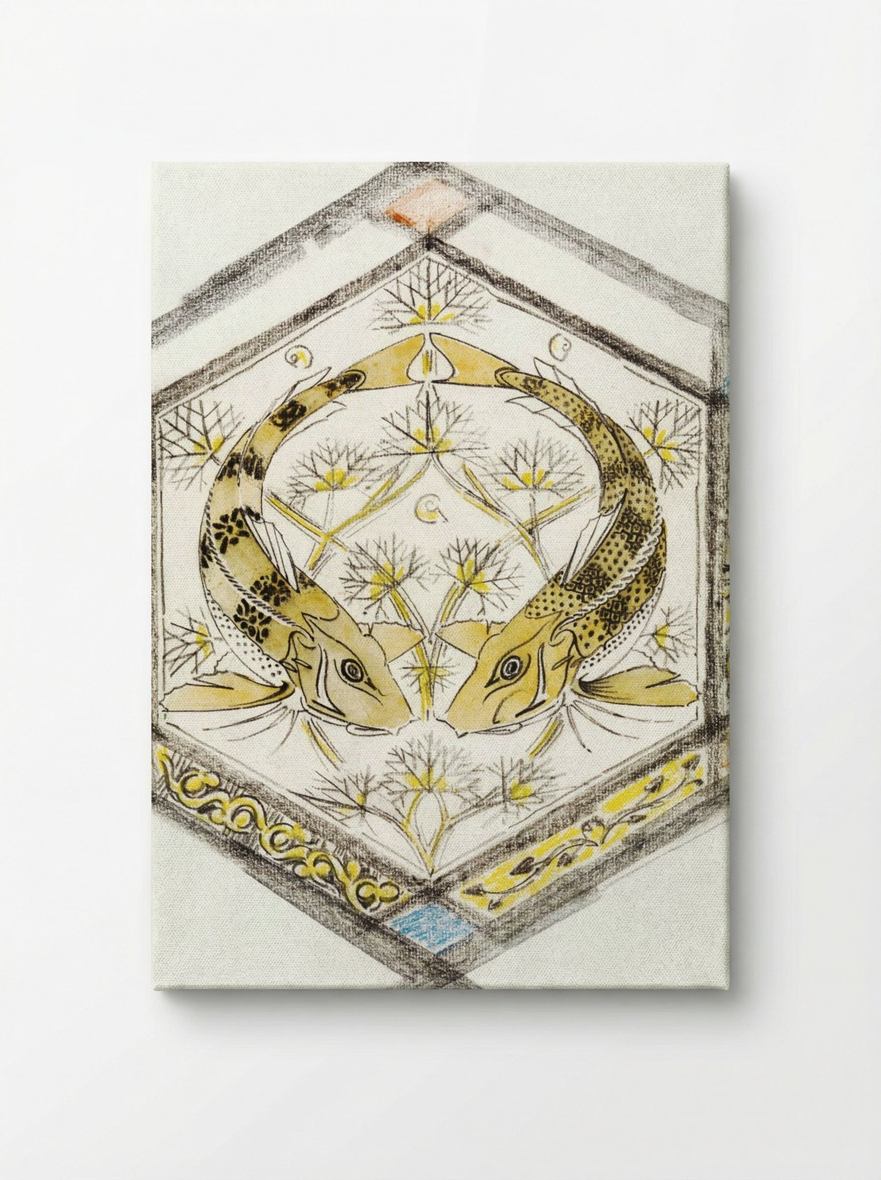 Decorative Design with Two Fish in a Hexagon - Gerrit Willem Dijsselhof - Canvas