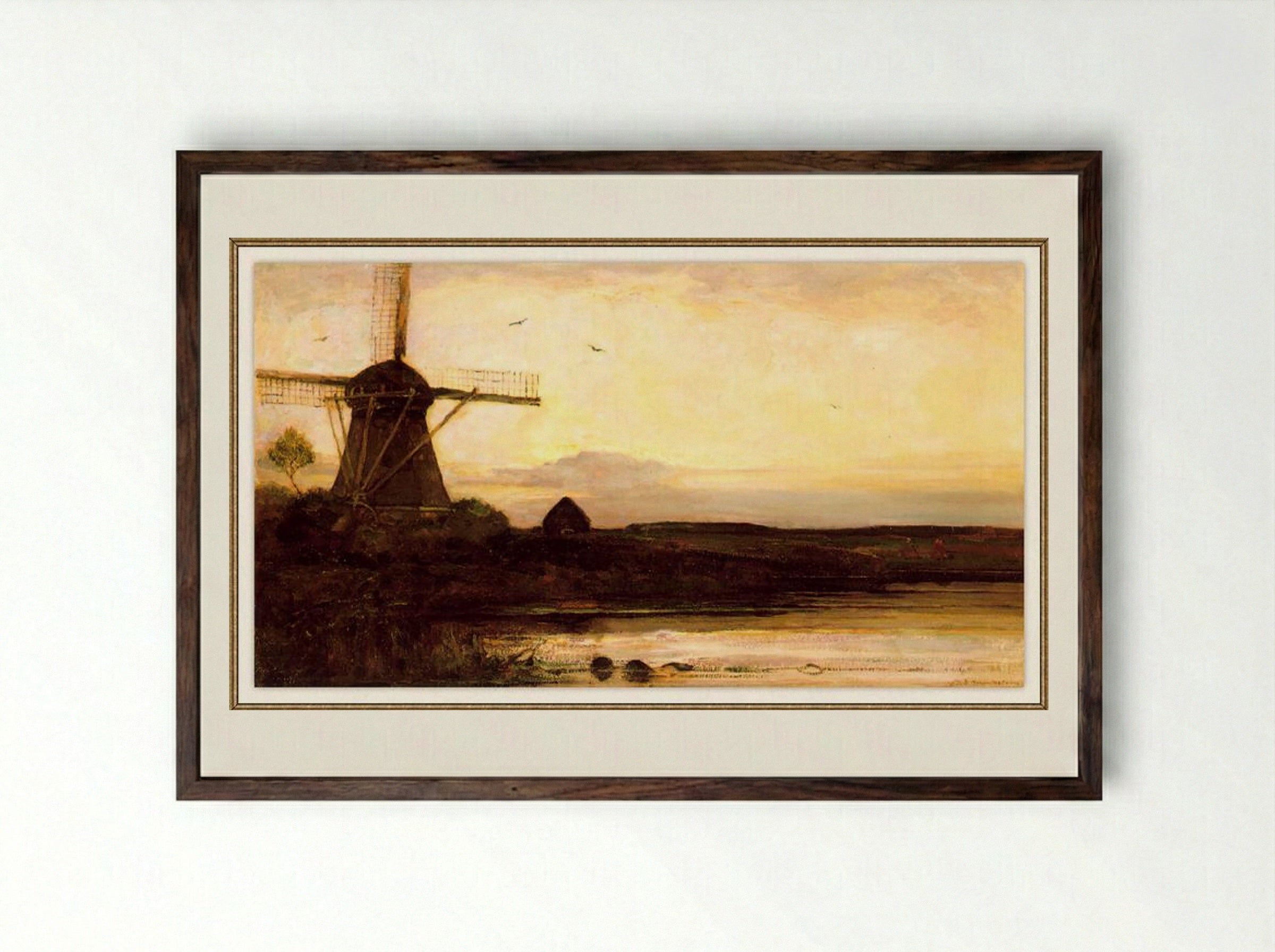 Mill in the Evening - Piet Mondrian - Framed Print Dark Wood