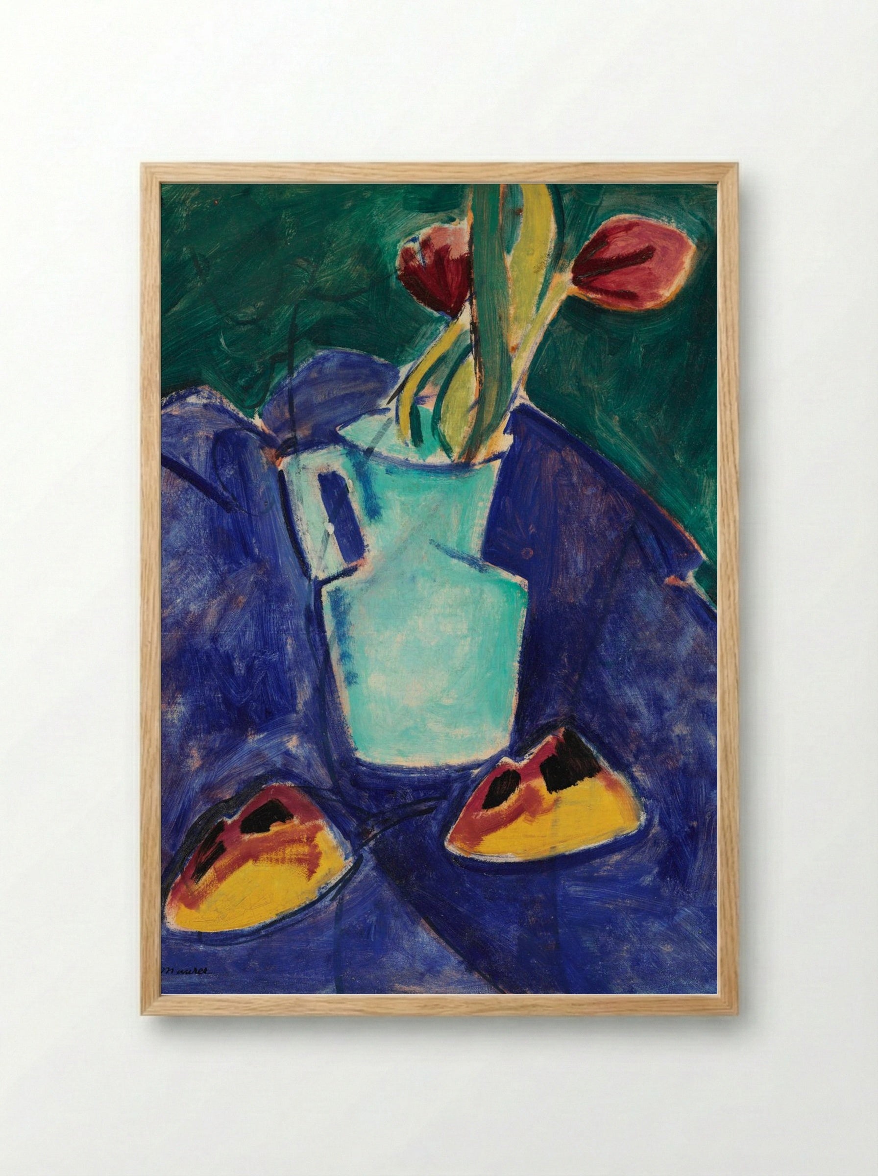 Tulips in a Green Vase - Alfred Henry Maurer - Framed Print Wood