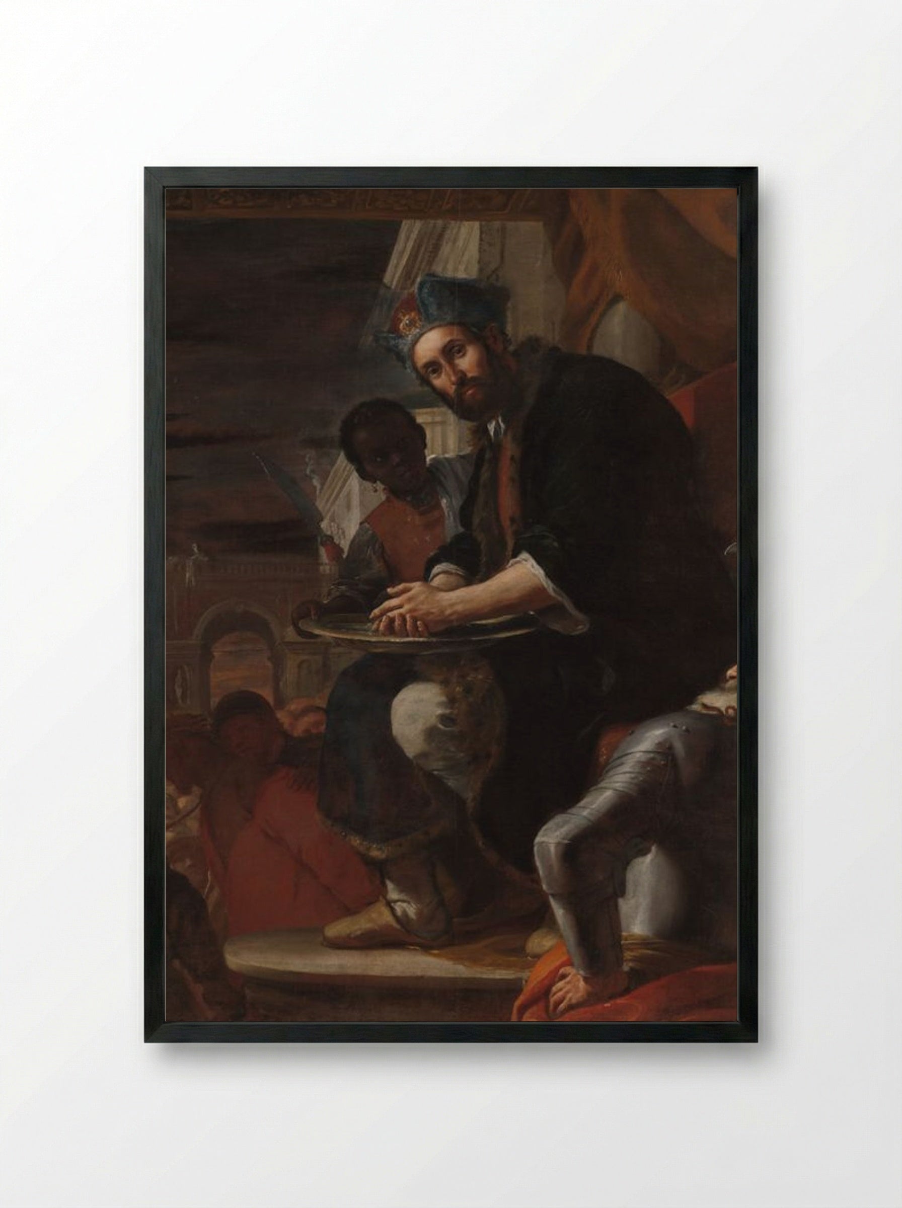 Pilate Washing His Hands - Mattia Preti - Framed Print Black