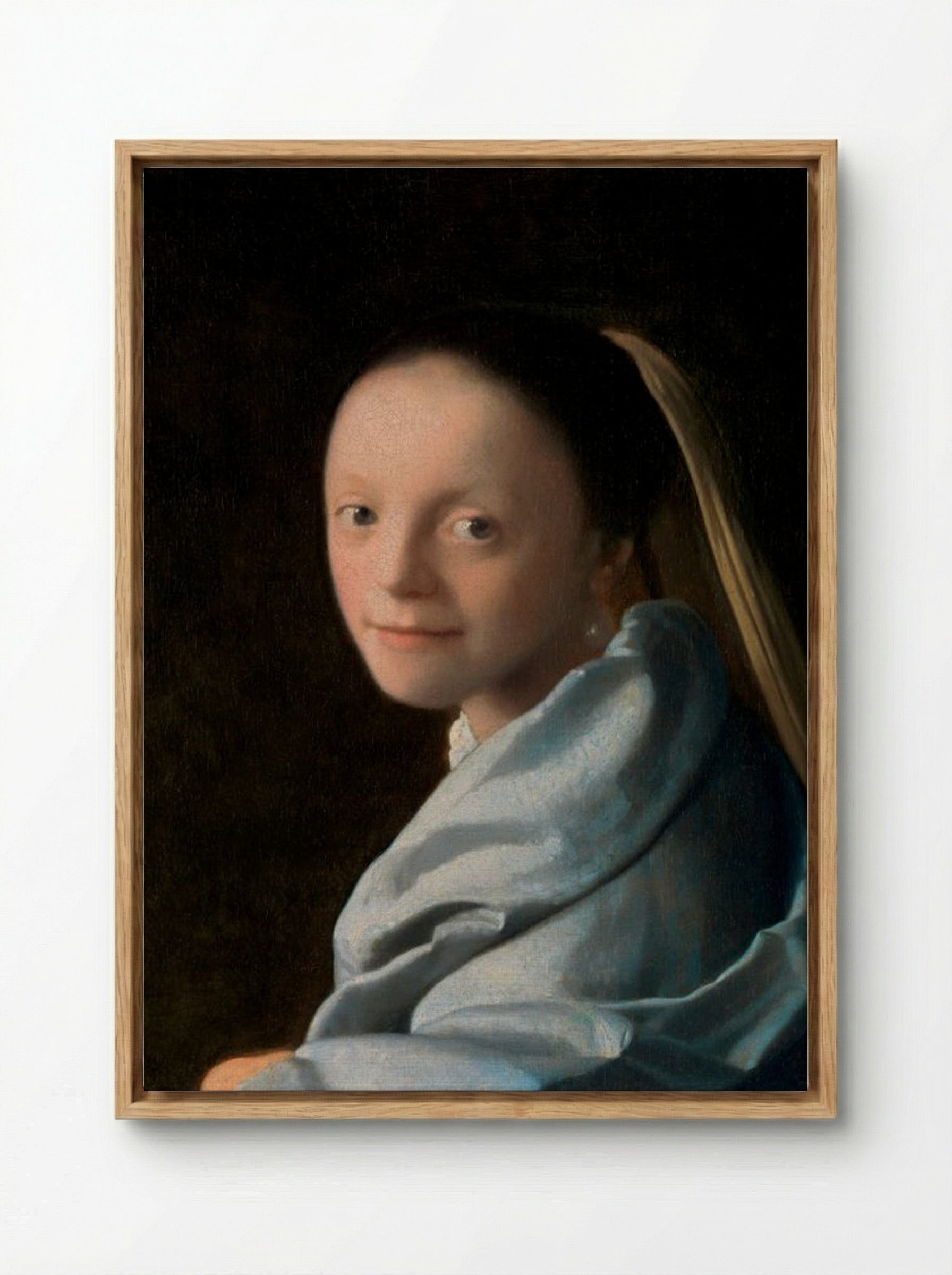 Study of a Young Woman - Johannes Vermeer - Framed Canvas Wood