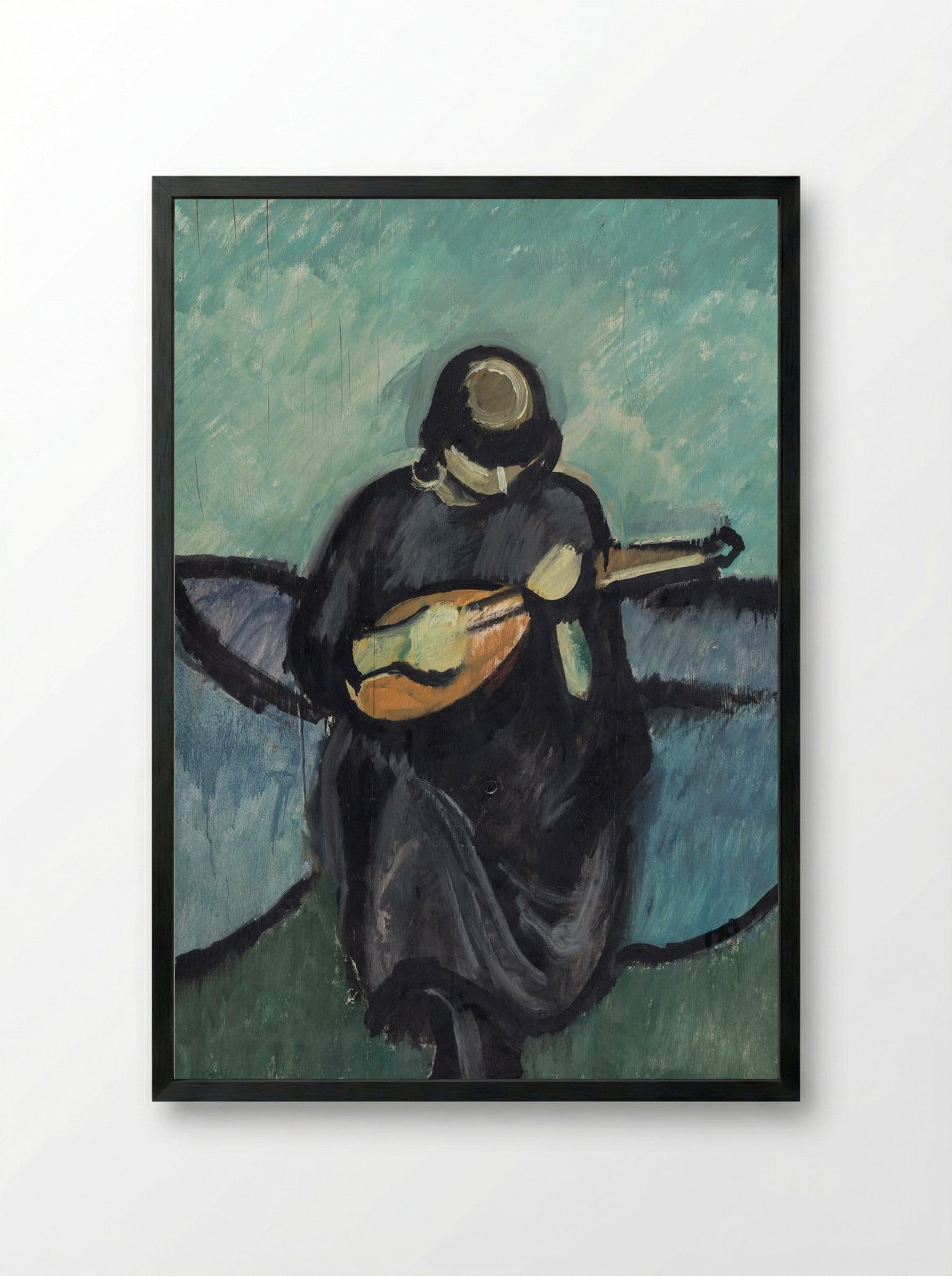 Mandolin Player - Harald Giersing - Framed Print Black