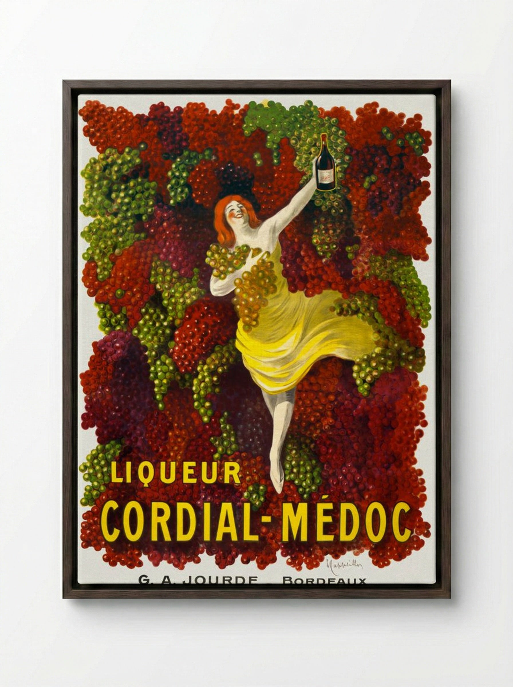 Liqueur Cordial-Médoc - G. A. Jourde - Bordeaux - Leonetto Cappiello - Framed Canvas Dark Wood