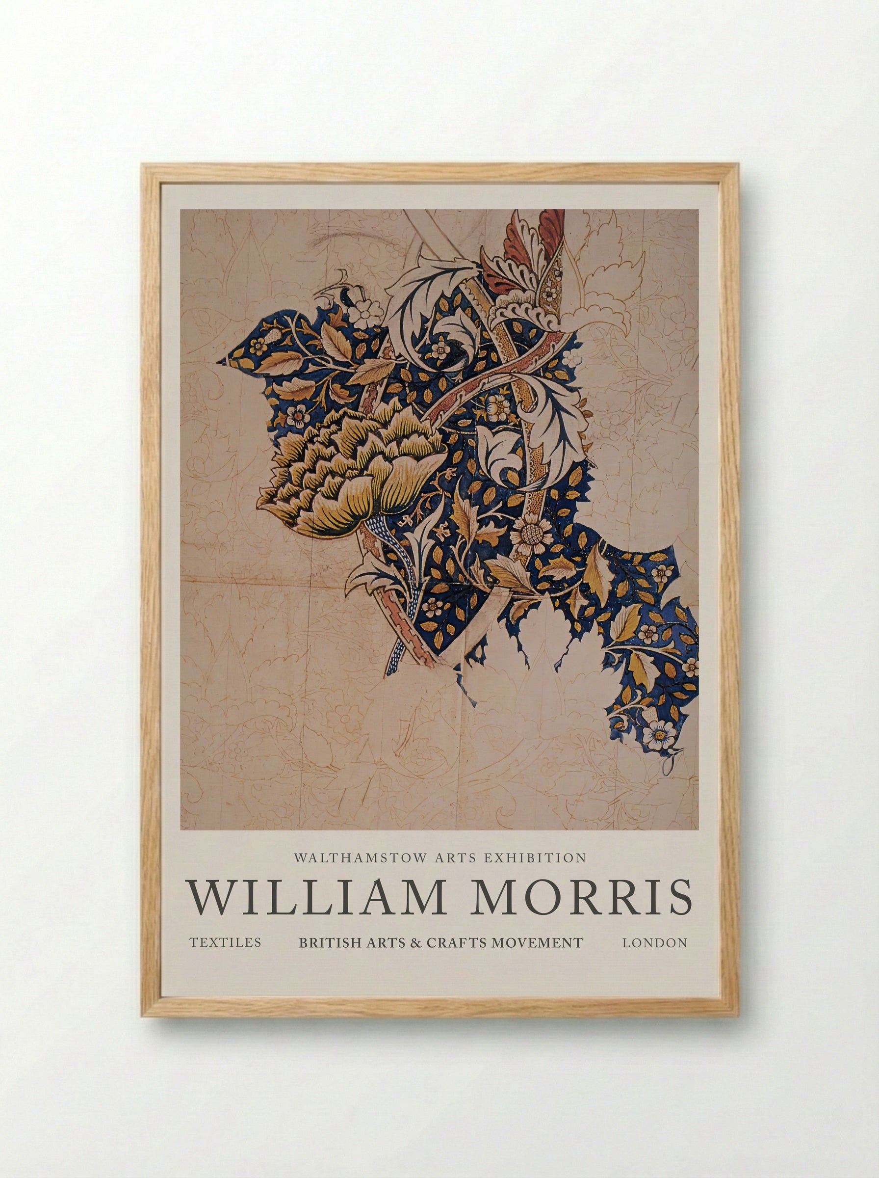 Design for Windrush printed textile - William Morris - Framed Print Wood