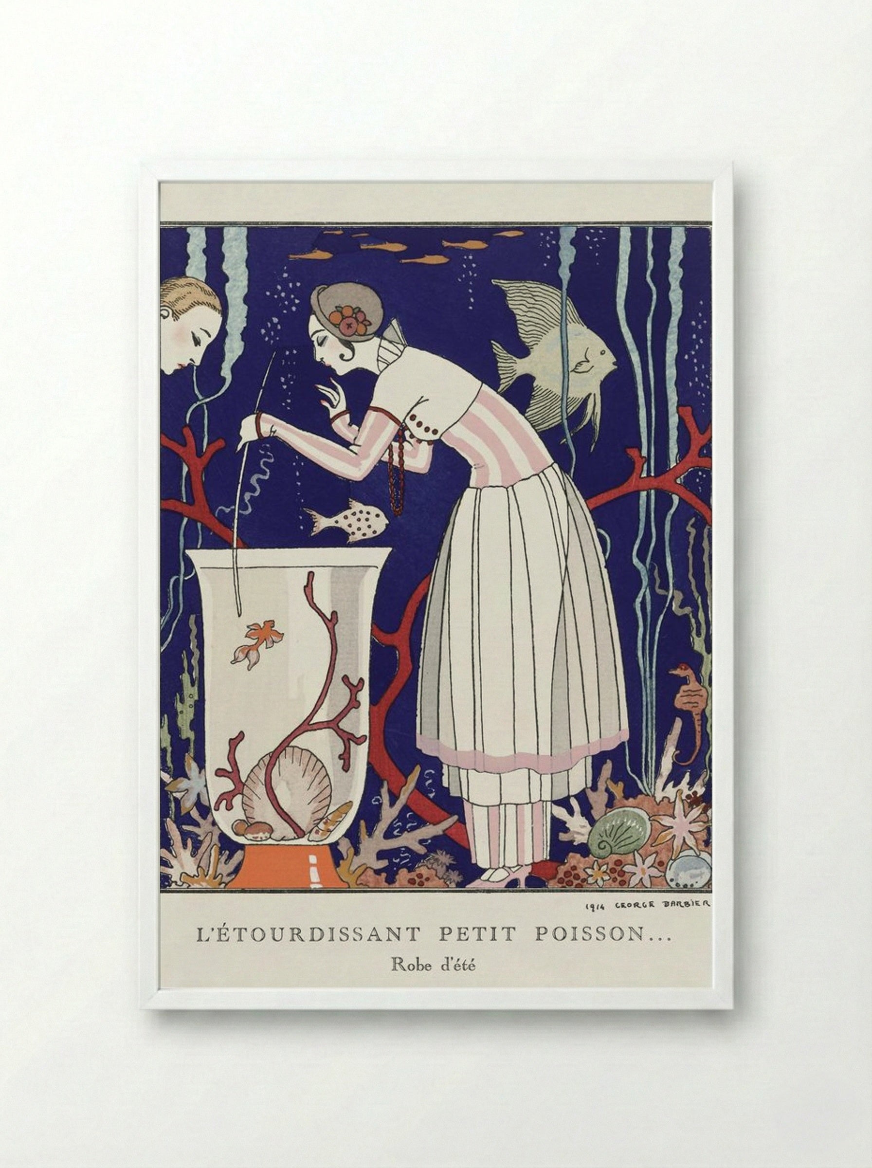 L'Étourdissant Petit Poisson (Robe d'Été) - George Barbier - Framed Print White