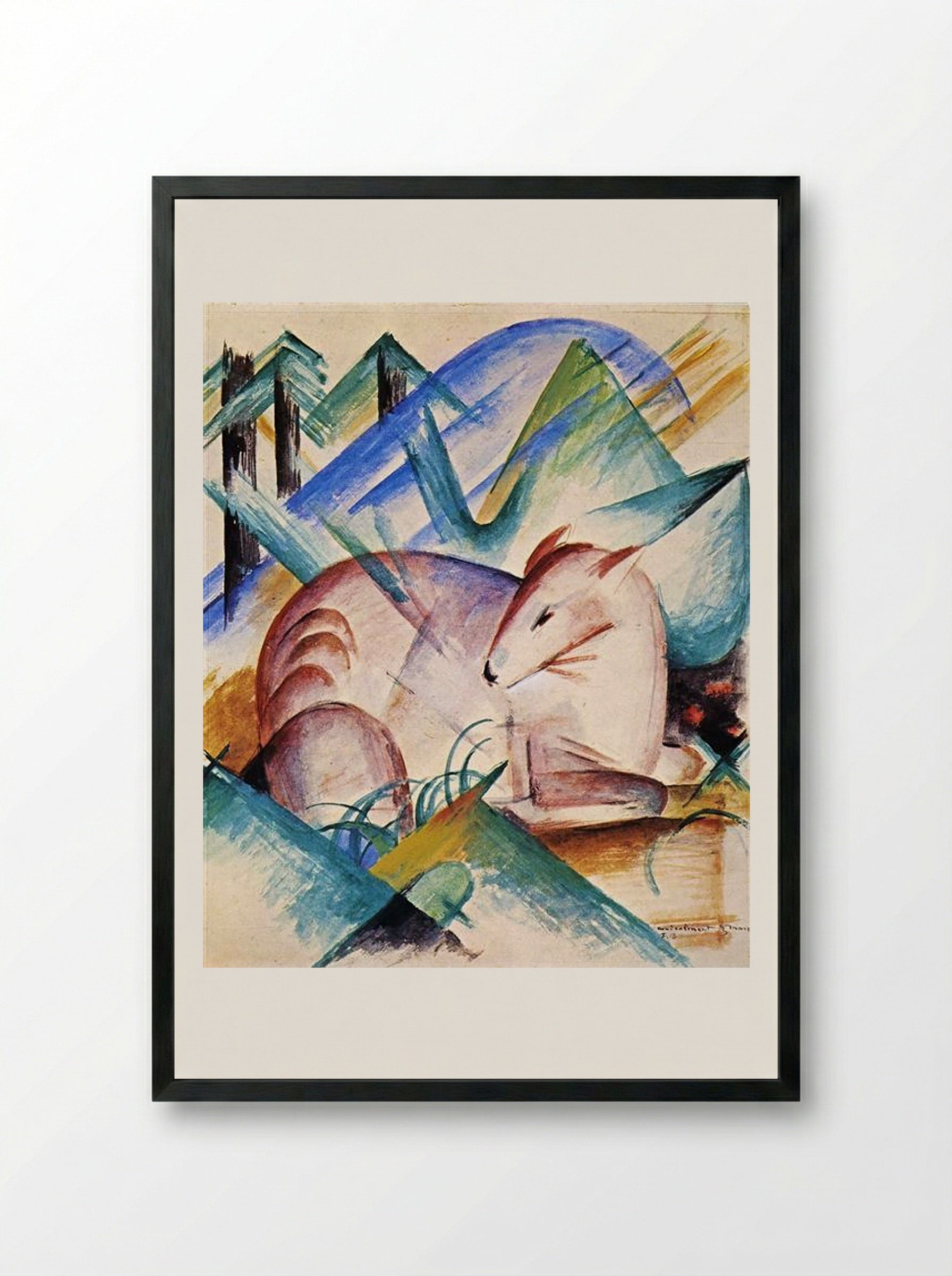 Red Deer - Franz Marc - Framed Print Black
