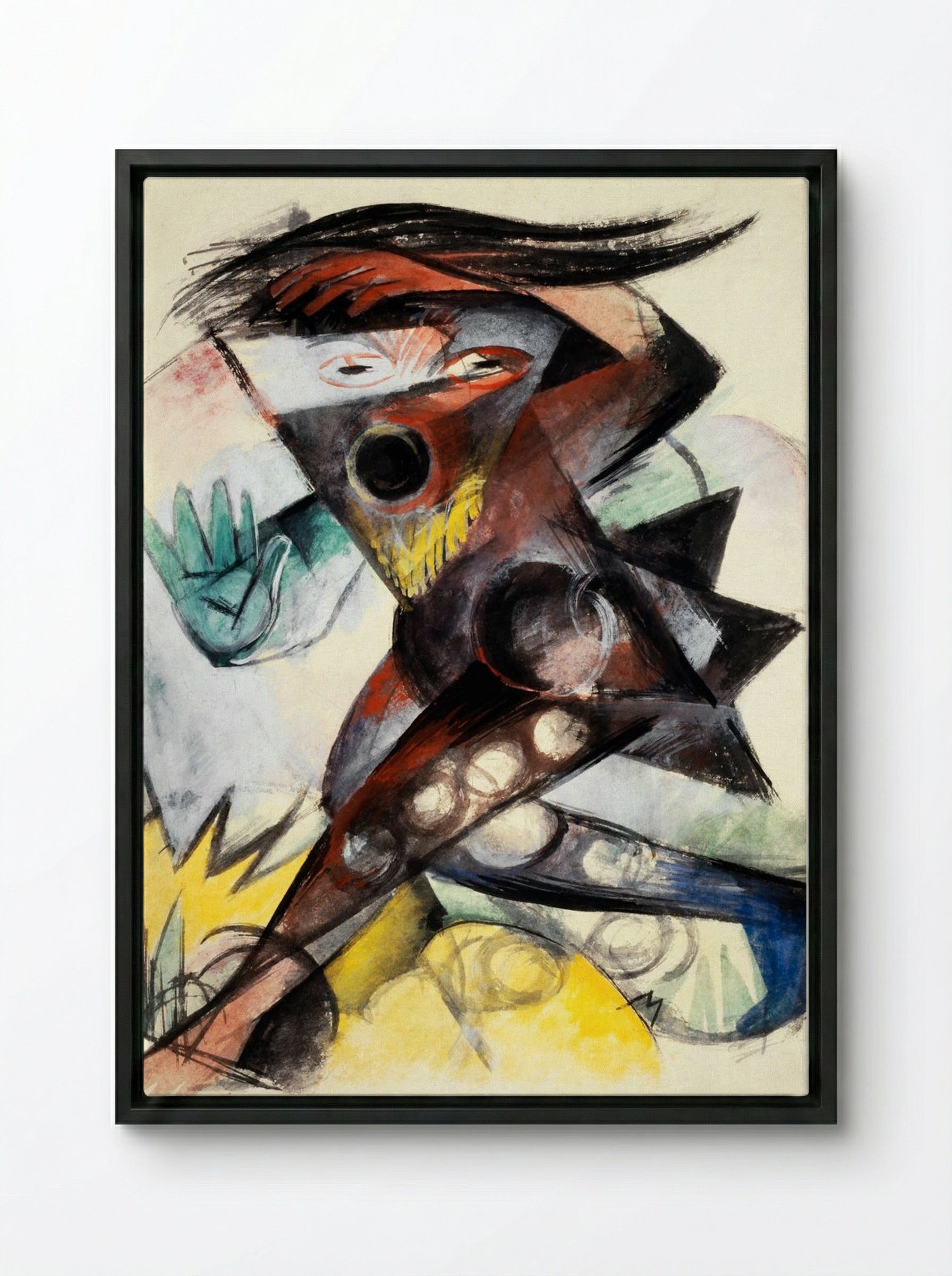 Caliban, Figurine for 'The Tempest' - Franz Marc - Framed Canvas Black