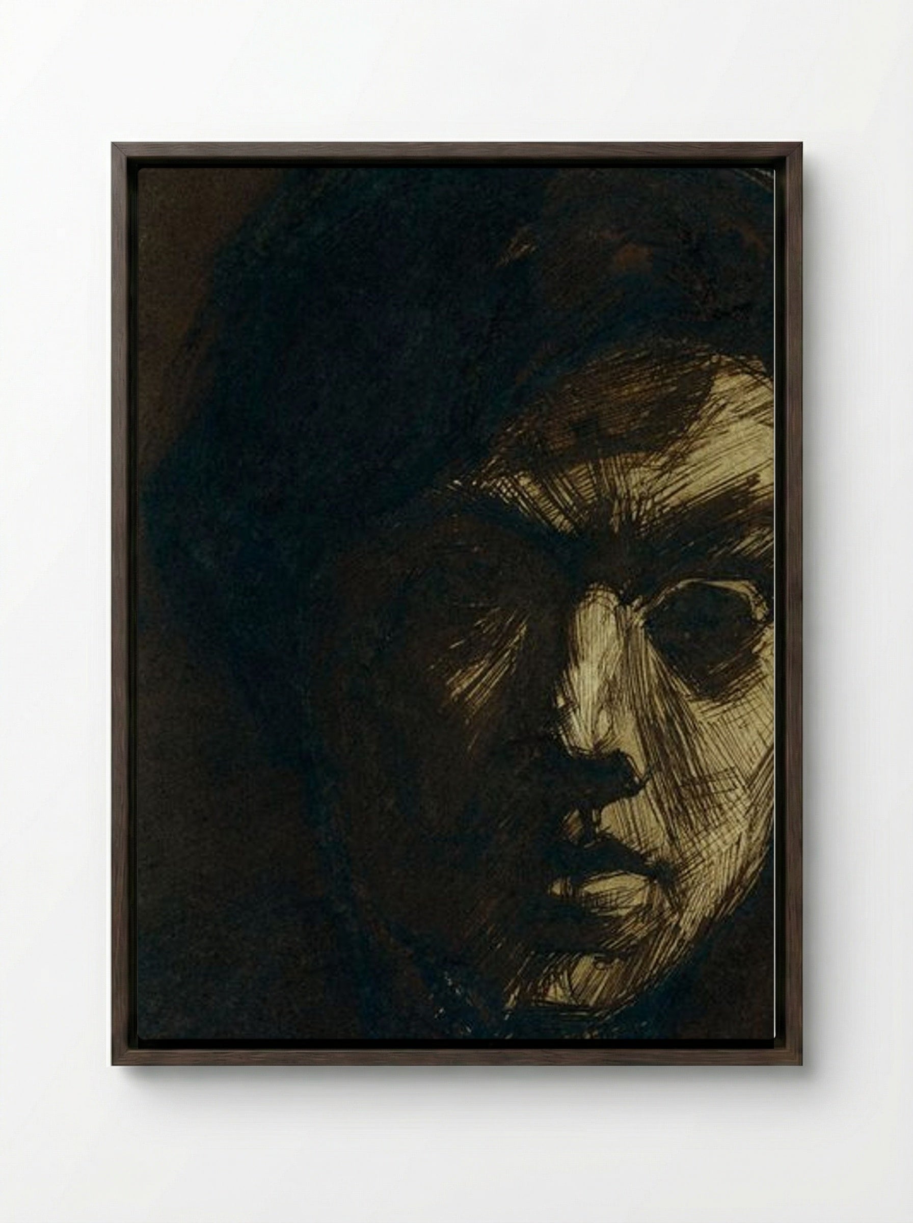 Self-Portrait of the Painter Jan Toorop - Jan Toorop - Framed Canvas Dark Wood