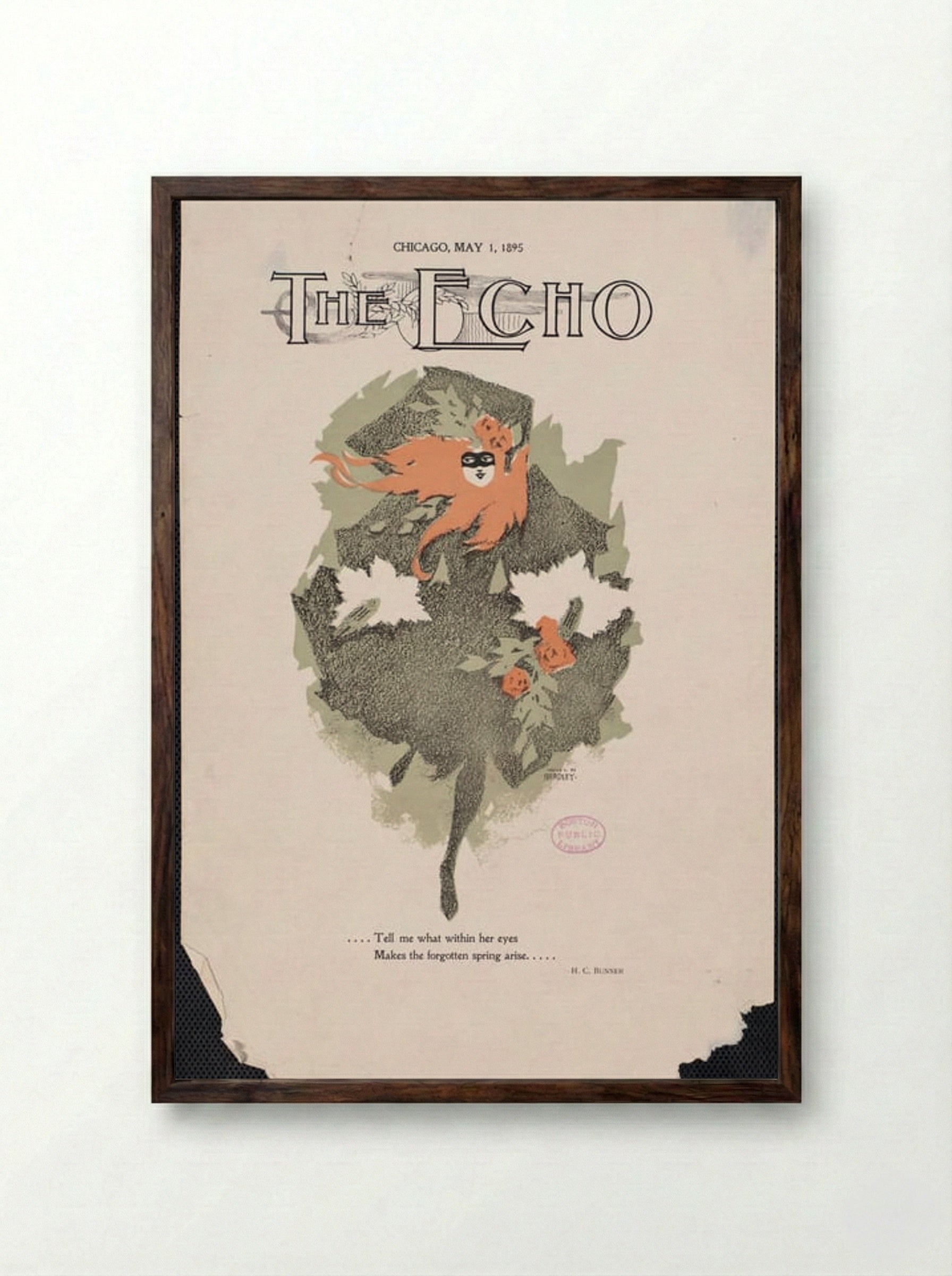 The Echo, Chicago, May 1, 1895 - Will H. Bradley - Framed Print Dark Wood