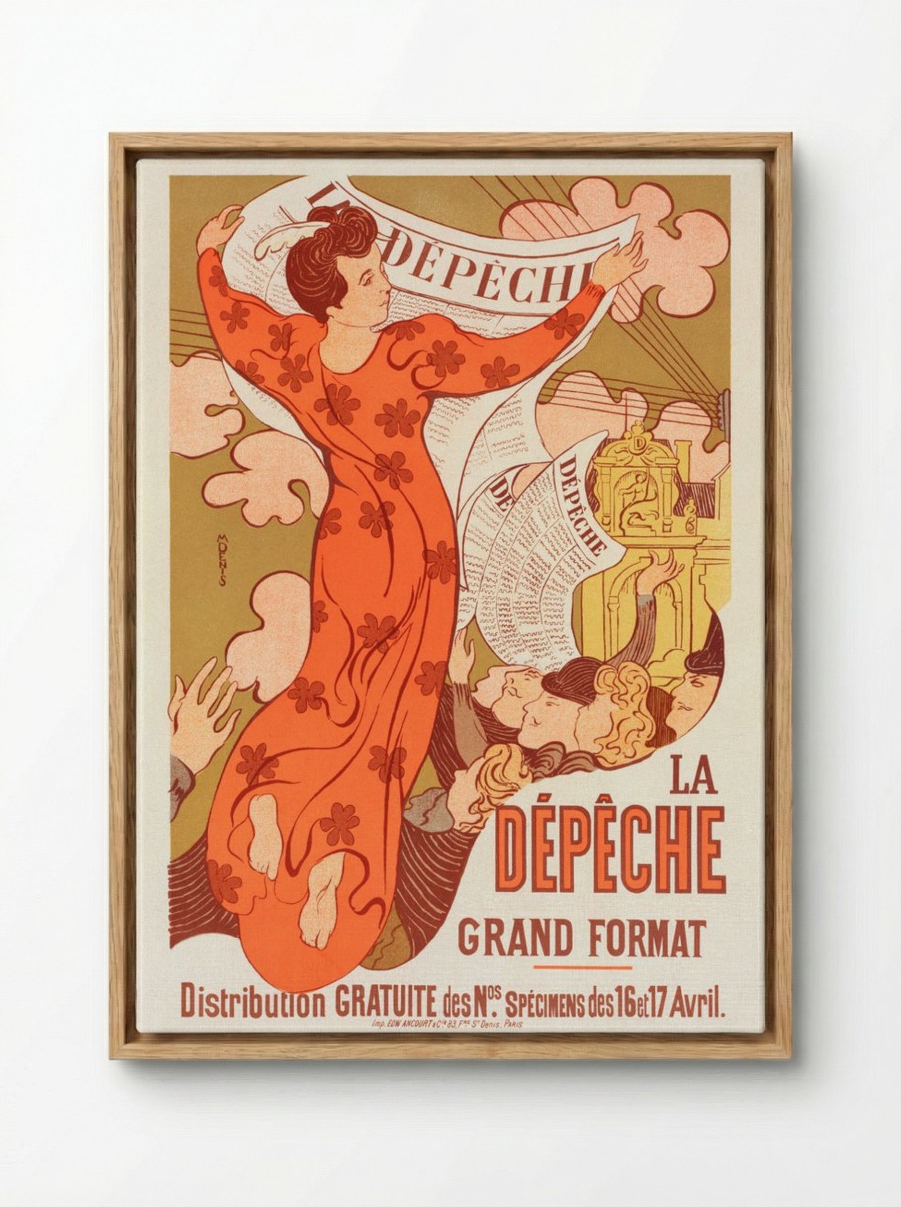 Poster for La Dépêche de Toulouse - Maurice Denis - Framed Canvas Wood