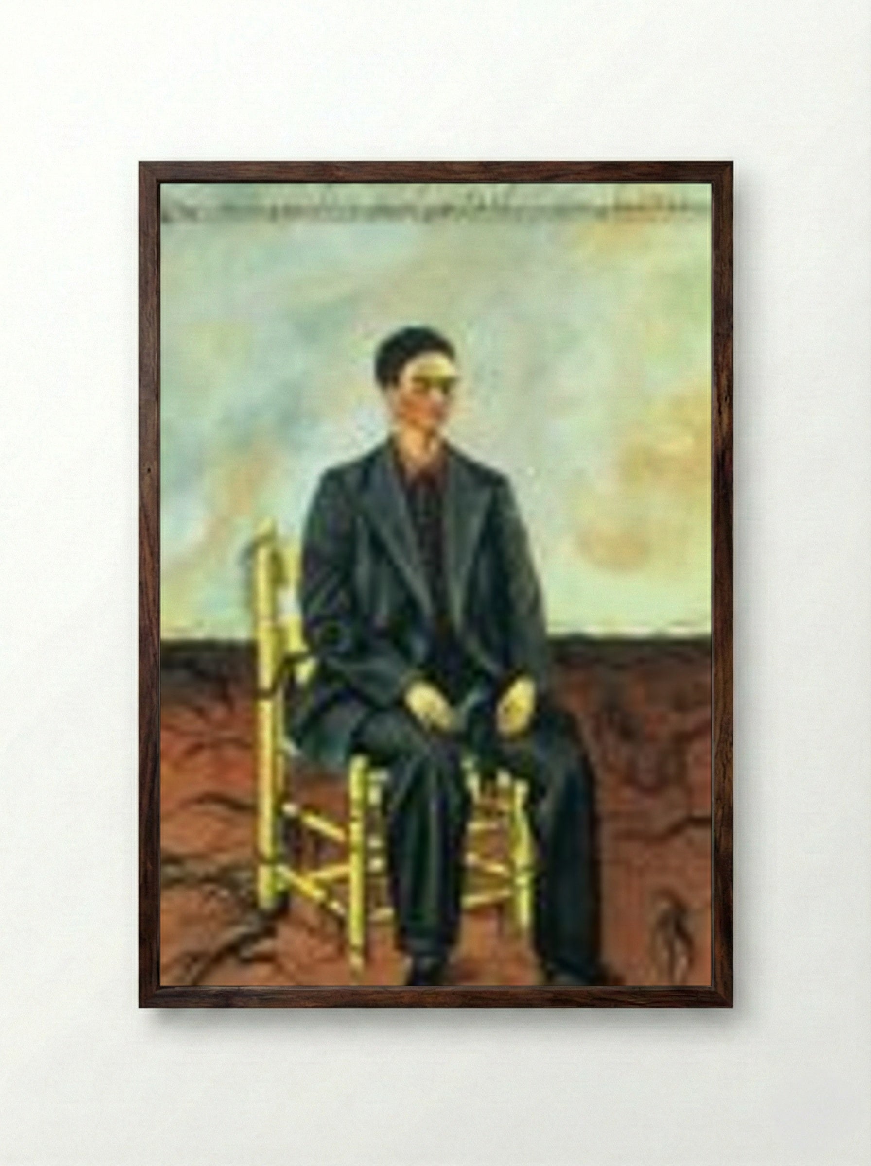 Self-Portrait with Cropped Hair - Frida Kahlo - Framed Print Dark Wood