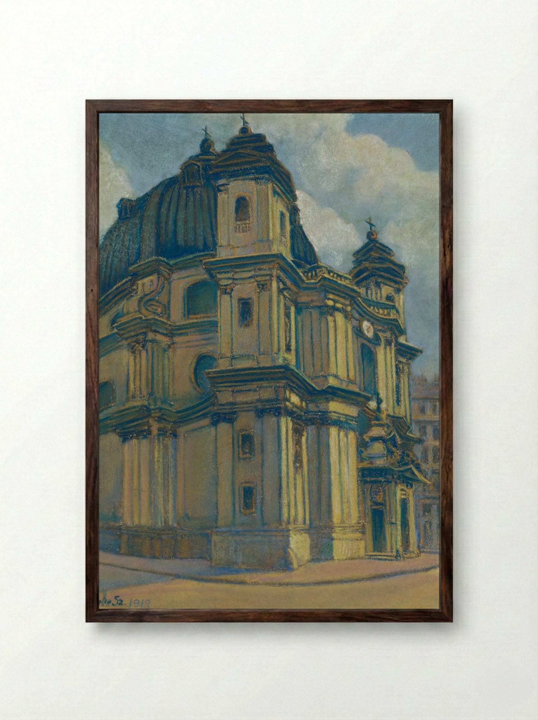 Church in Vienna - Konstantin Bauer - Framed Print Dark Wood