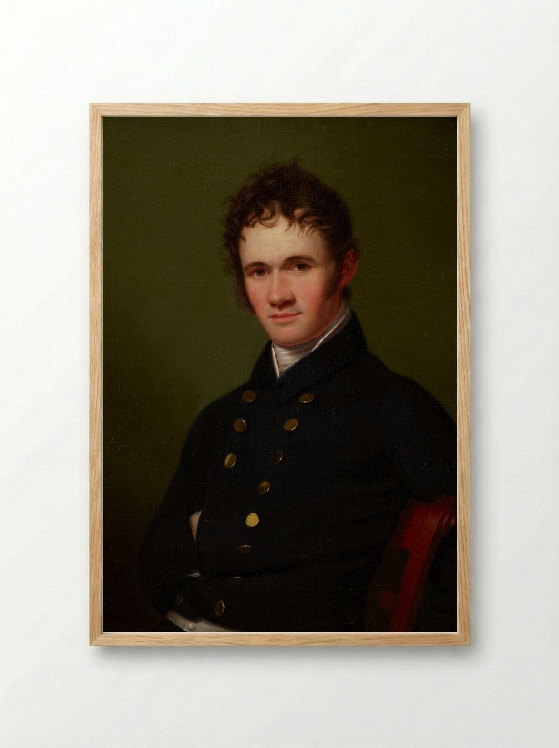 Portrait of a Man, Waist-Length, Seated - Fine Art Print - Framed Print Wood