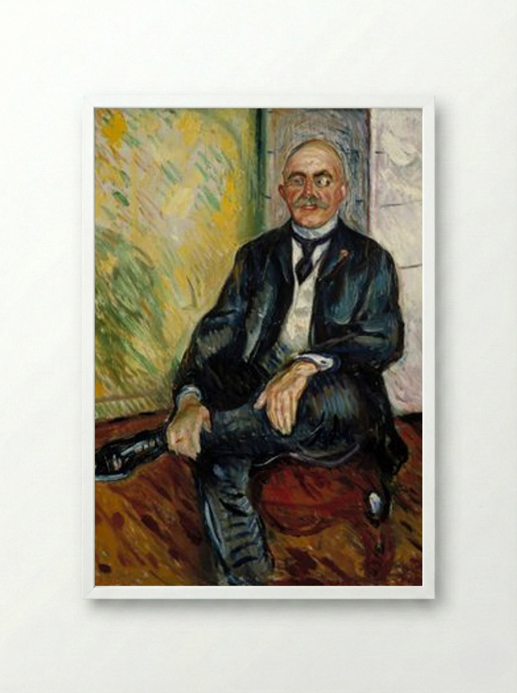 Portrait of Gustaf Schiefler - Edvard Munch - Framed Print White