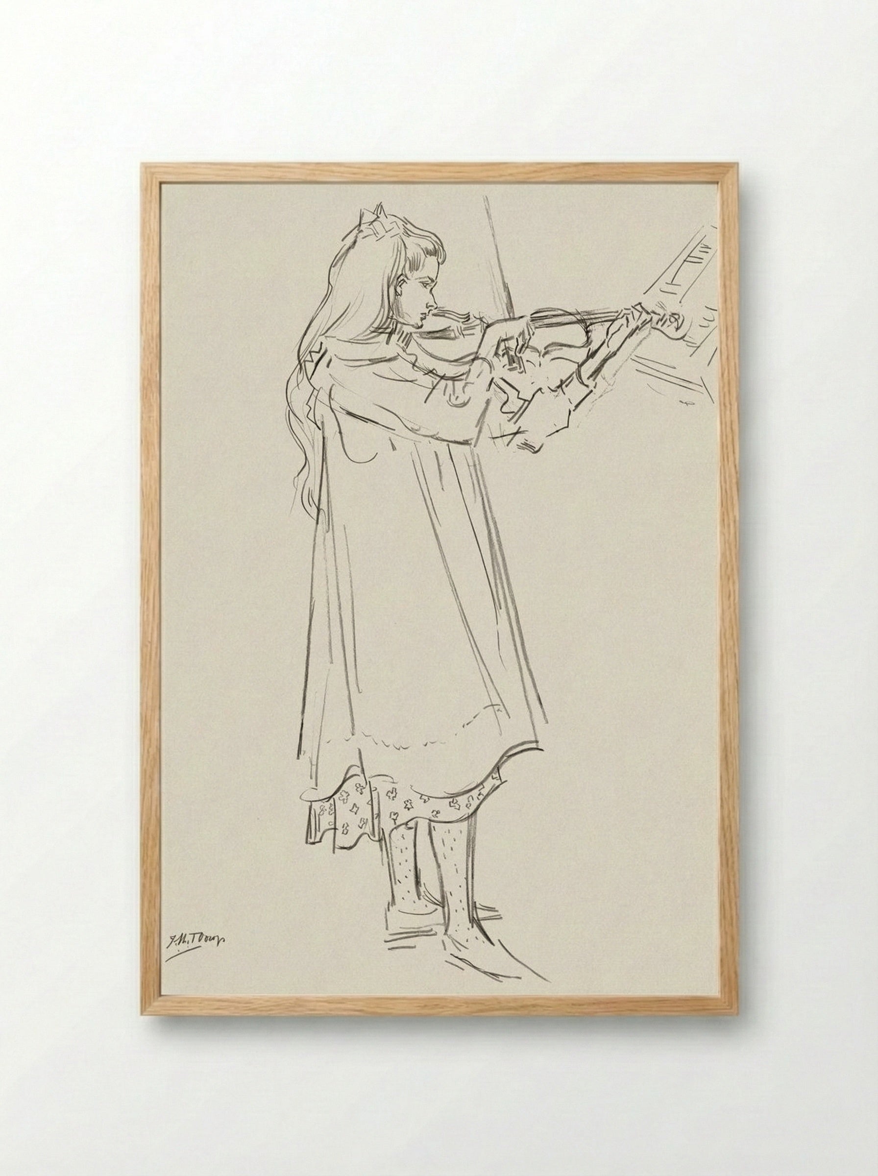 Girl Playing the Violin - Jan Toorop - Framed Print Wood