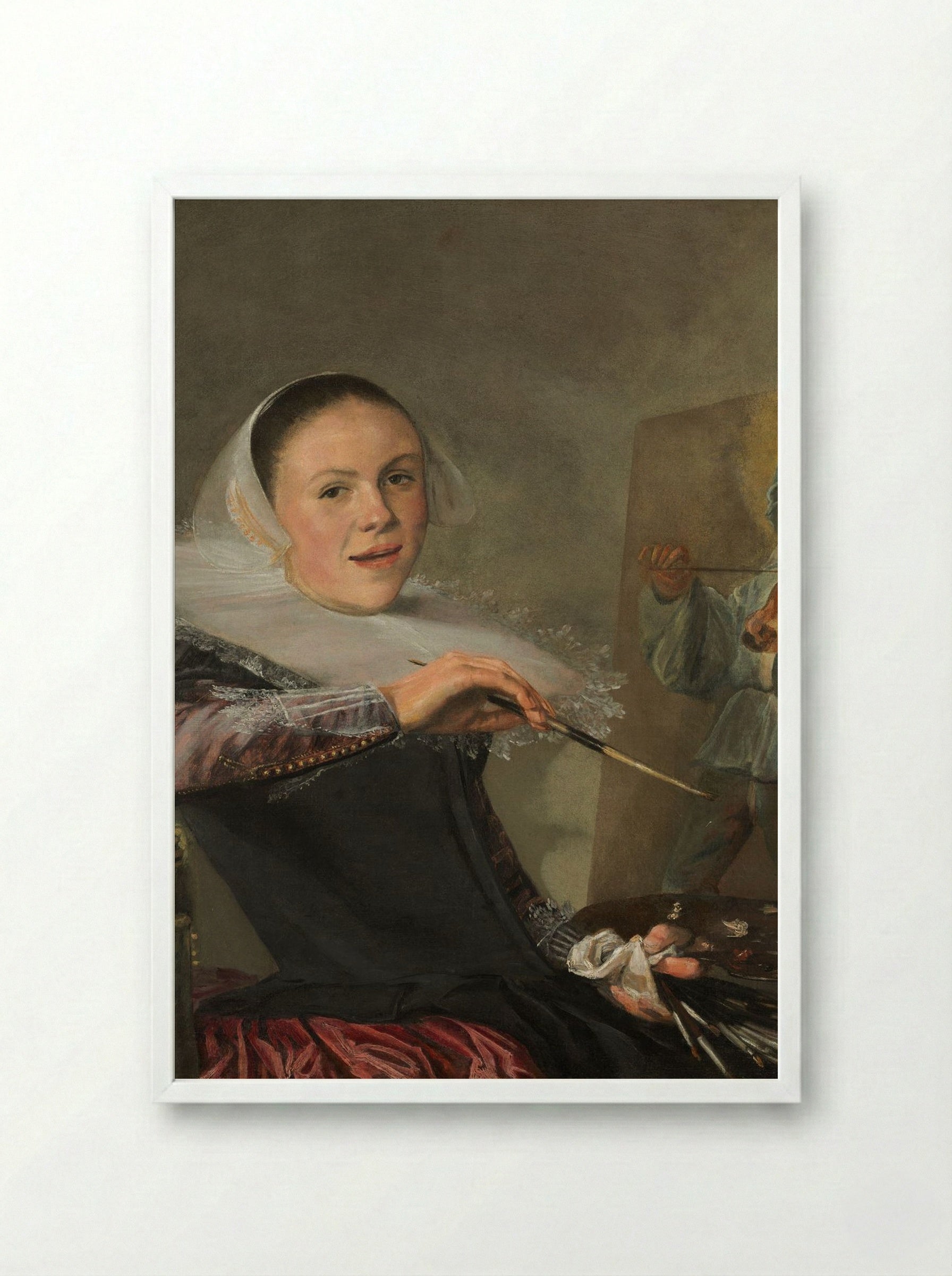 Self-Portrait - Judith Leyster - Framed Print White