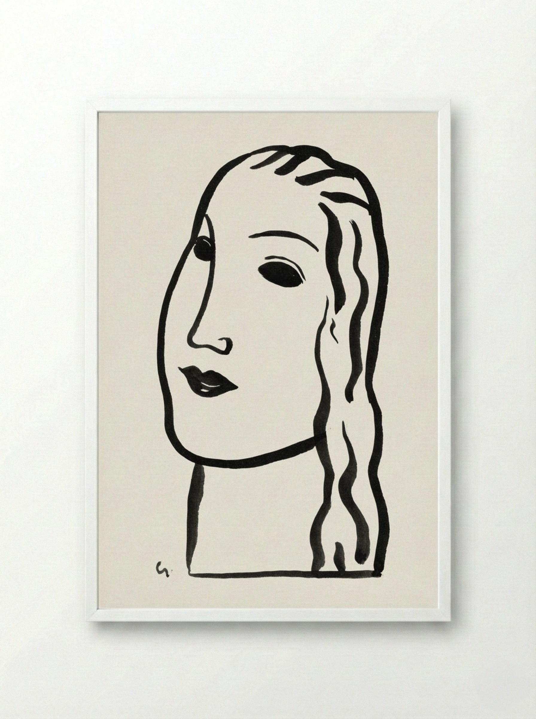 Woman's Head - Leo Gestel - Framed Print White