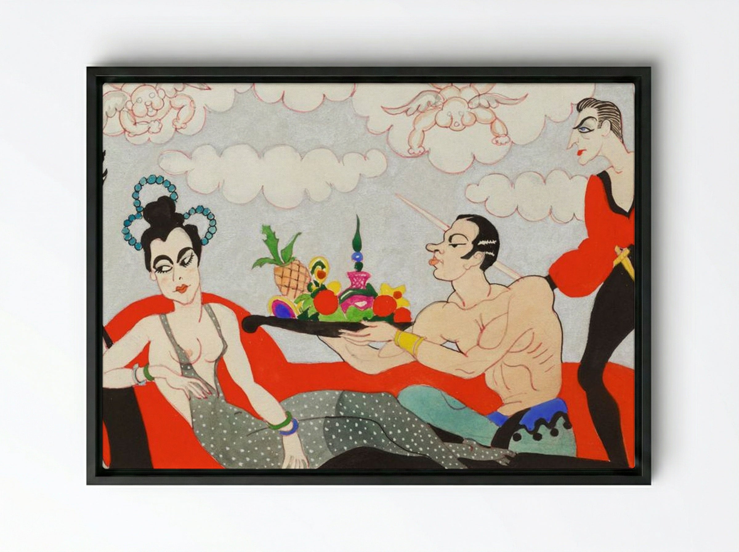 Mural Study No. 3 - John Decker - Framed Canvas Black