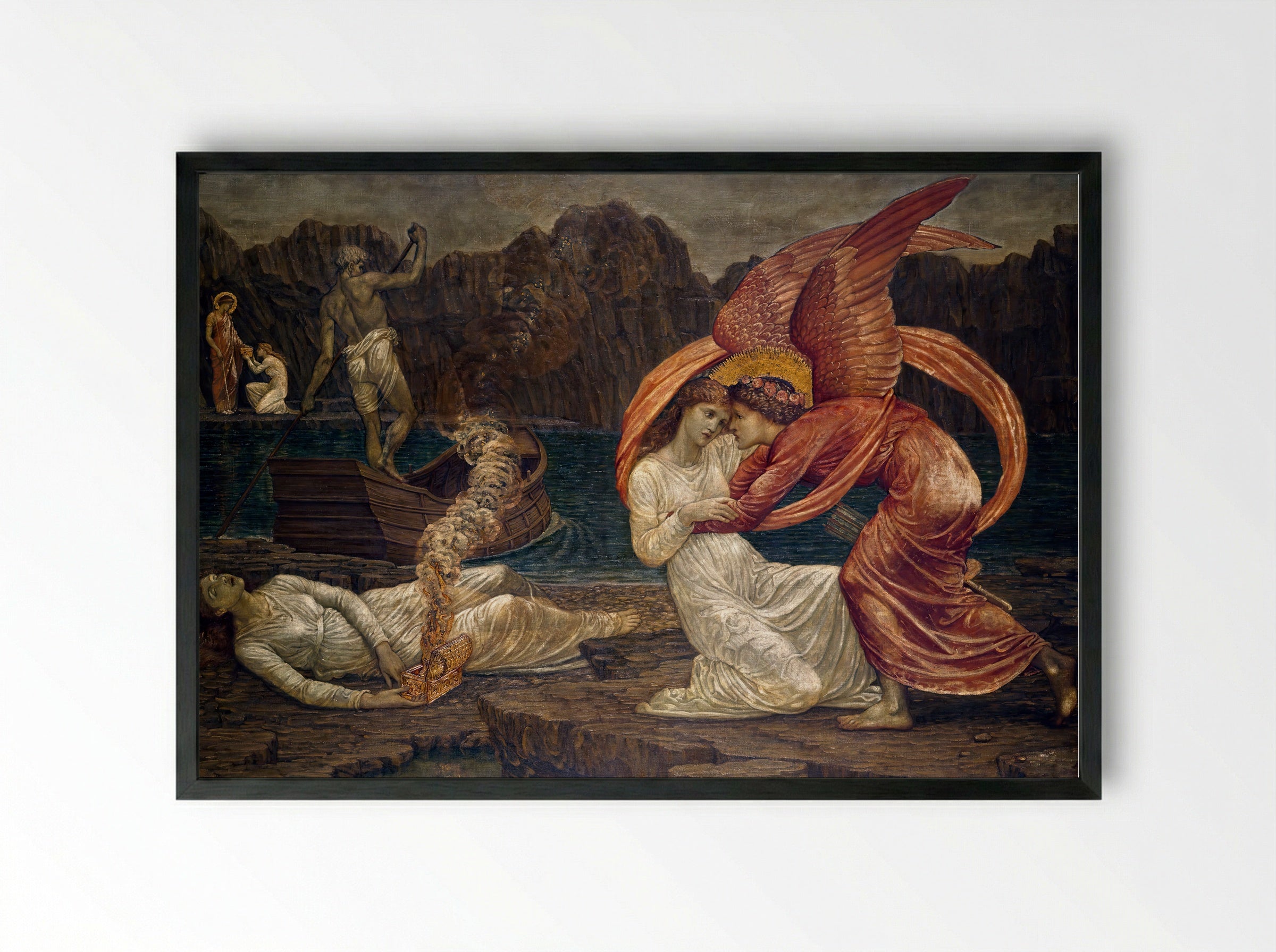 Psyche Receiving the Casket from Proserpine - Edward Burne-Jones - Framed Print Black