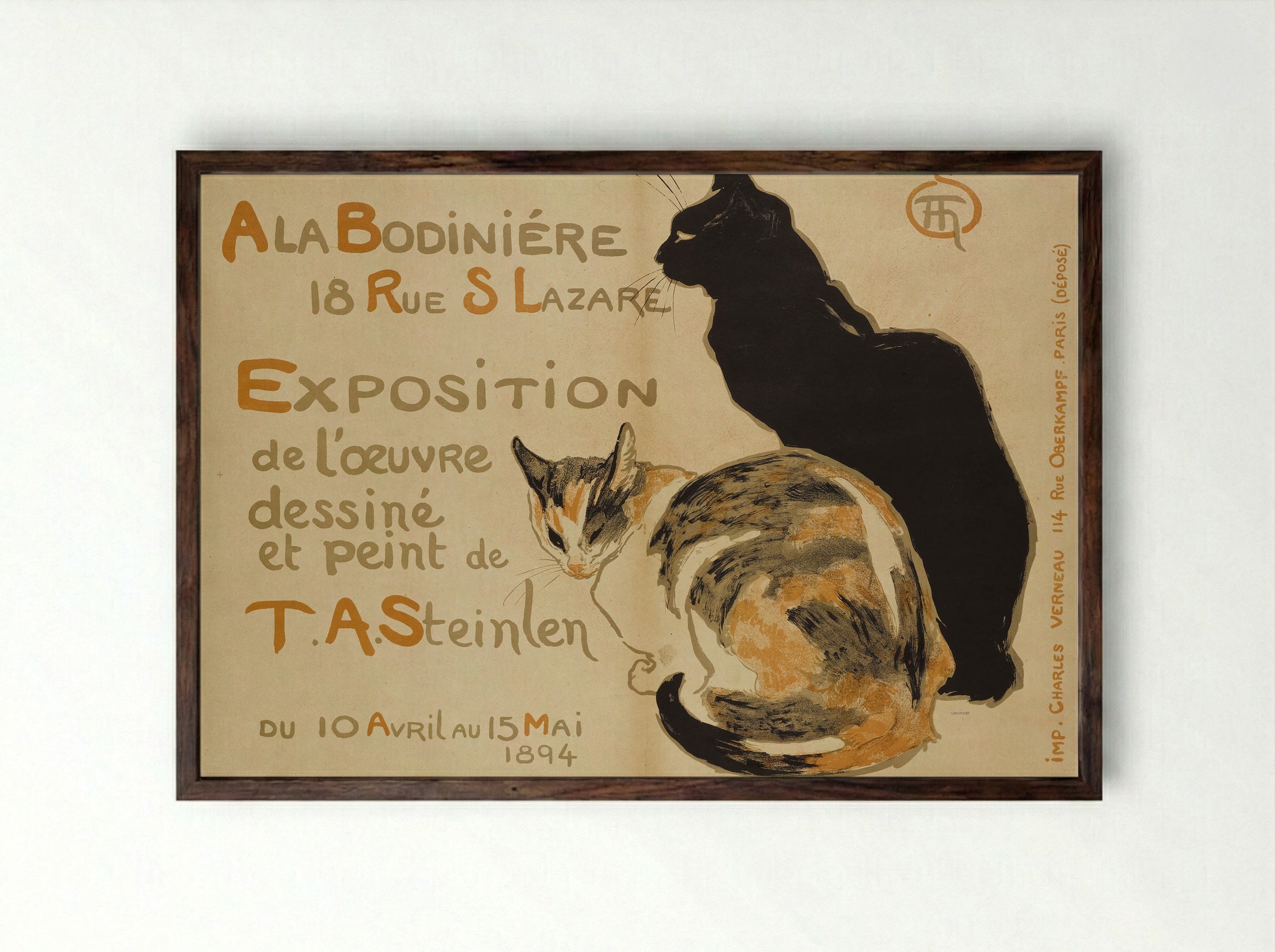 A la Bodinière, 18 Rue St. Lazare - Théophile Steinlen - Framed Print Dark Wood