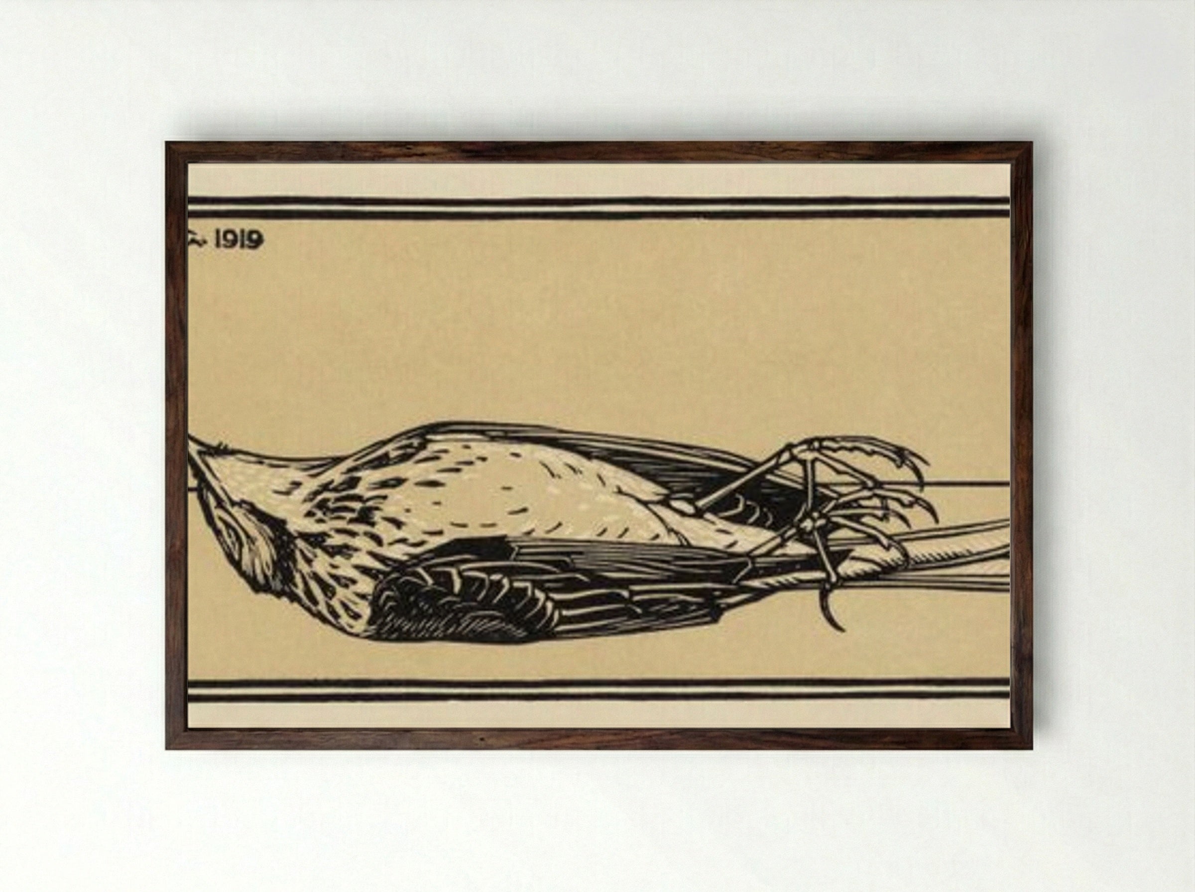Dead Bird - Julie de Graag - Framed Print Dark Wood