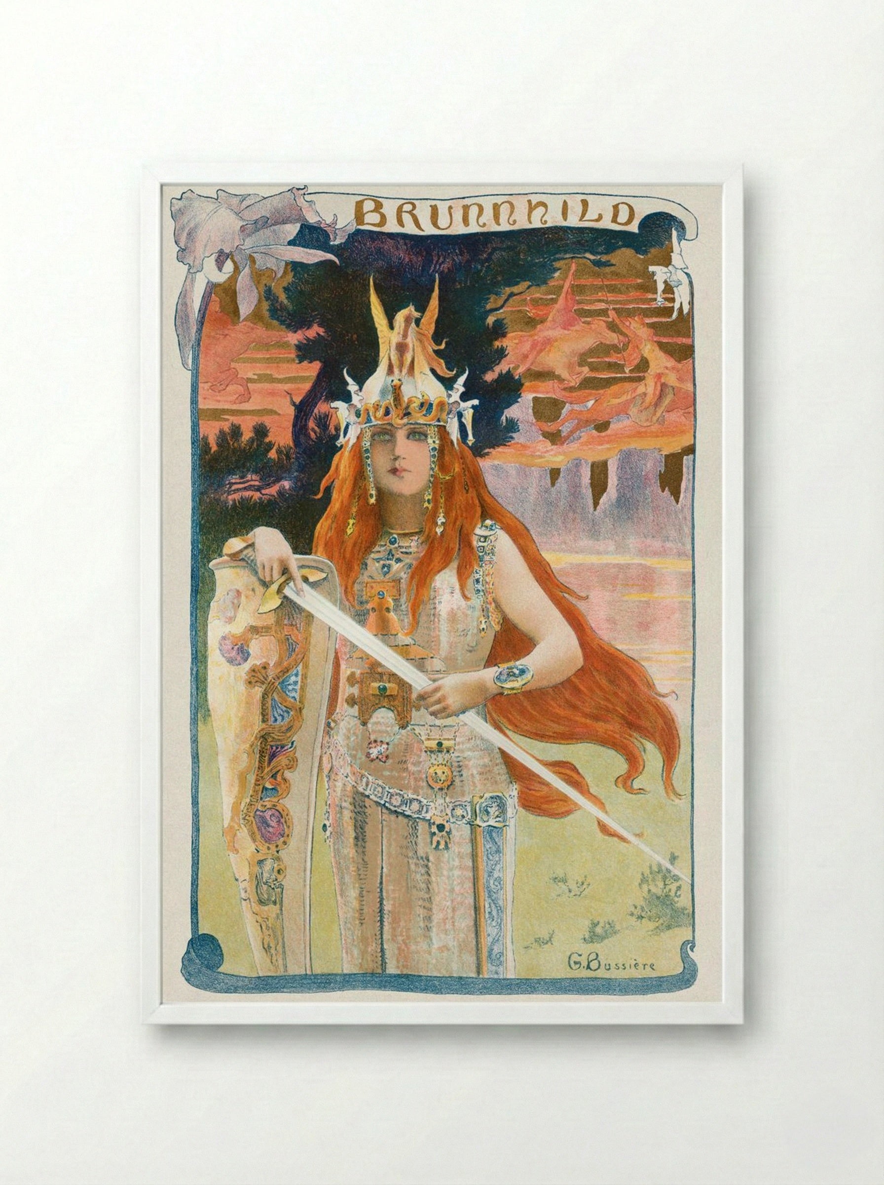 Brunnhild - Gaston Bussière - Framed Print White