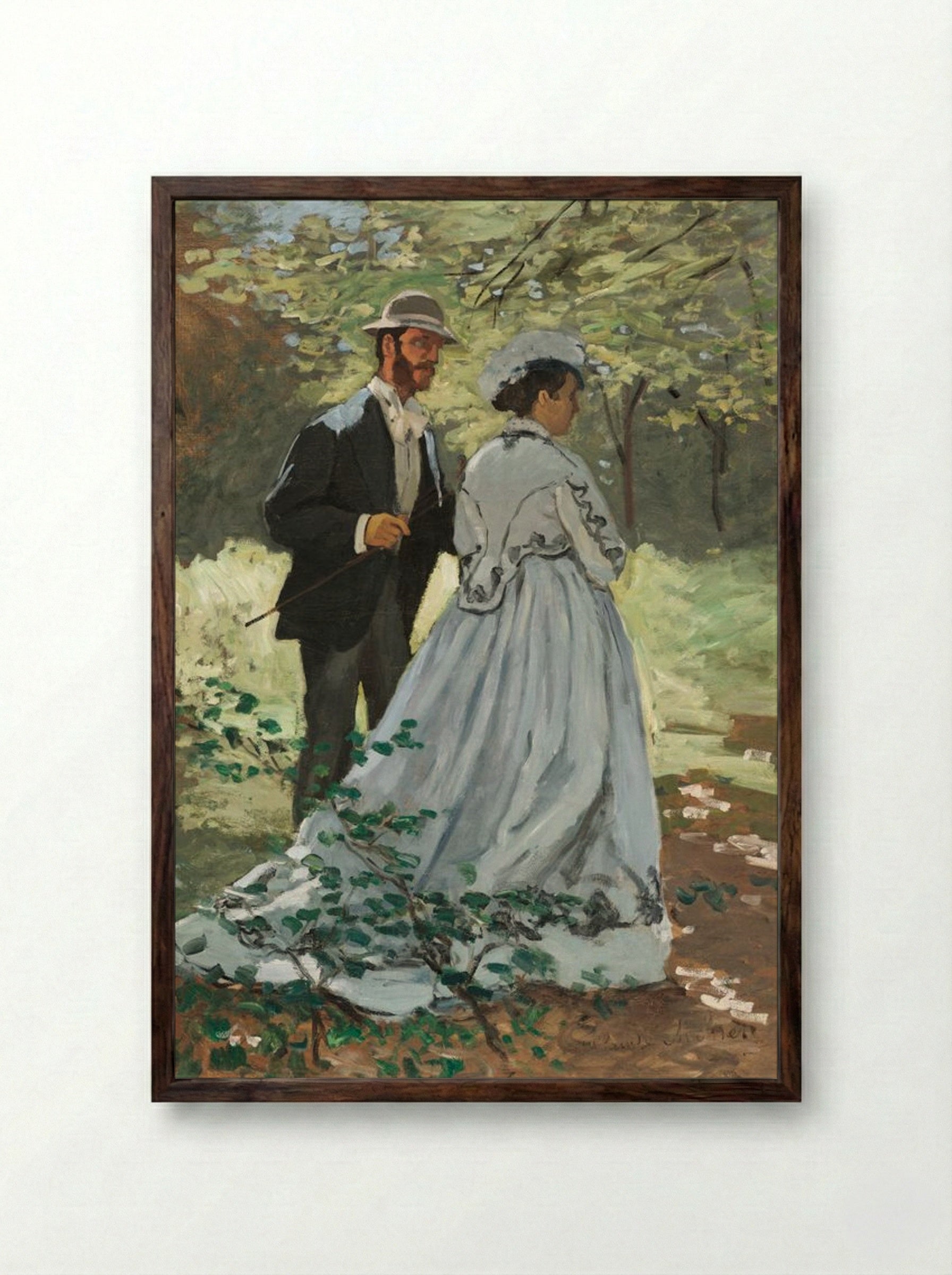 Bazille and Camille - Claude Monet - Framed Print Dark Wood