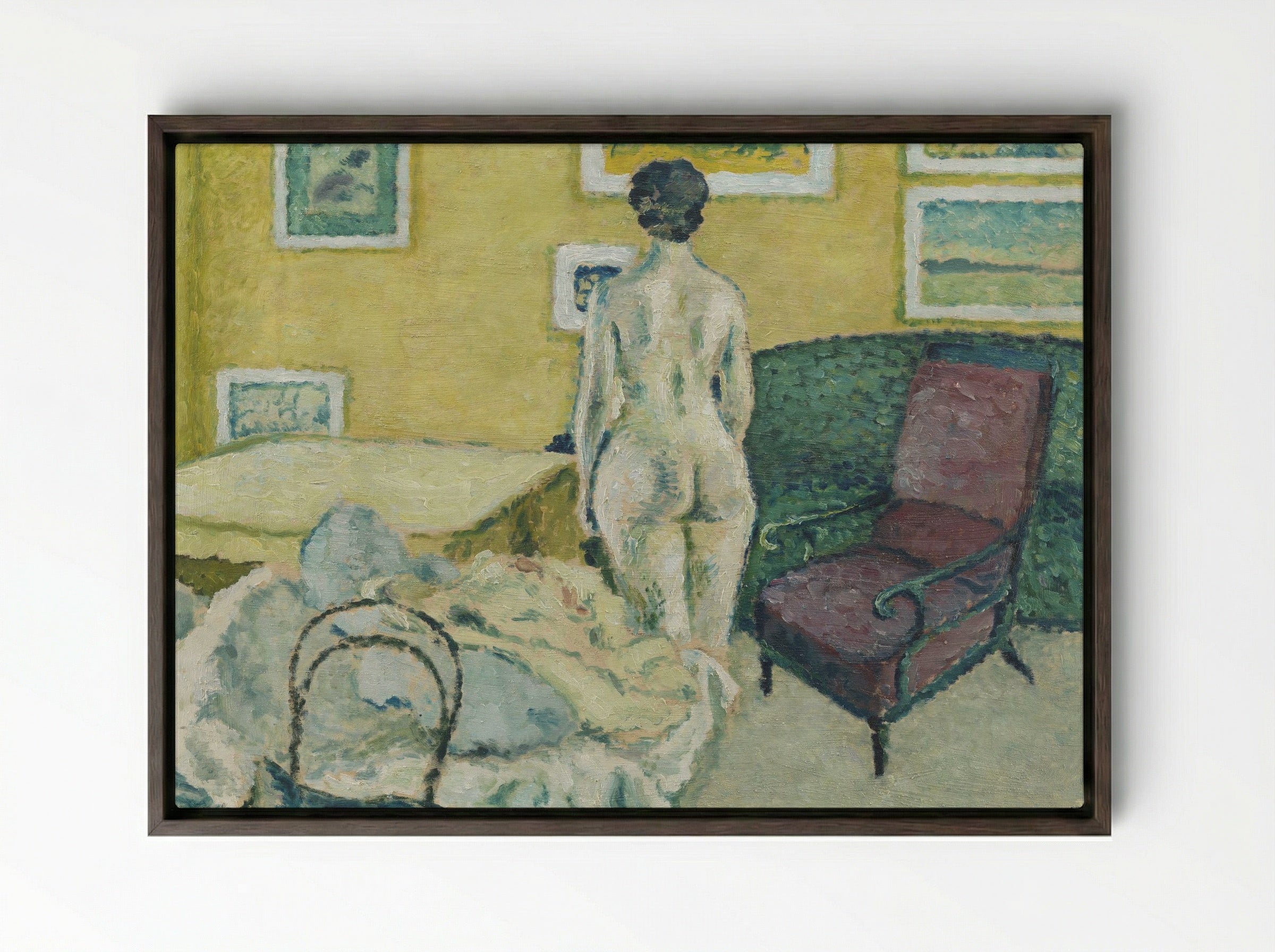 Model Figure in Interior - Harald Giersing - Framed Canvas Dark Wood