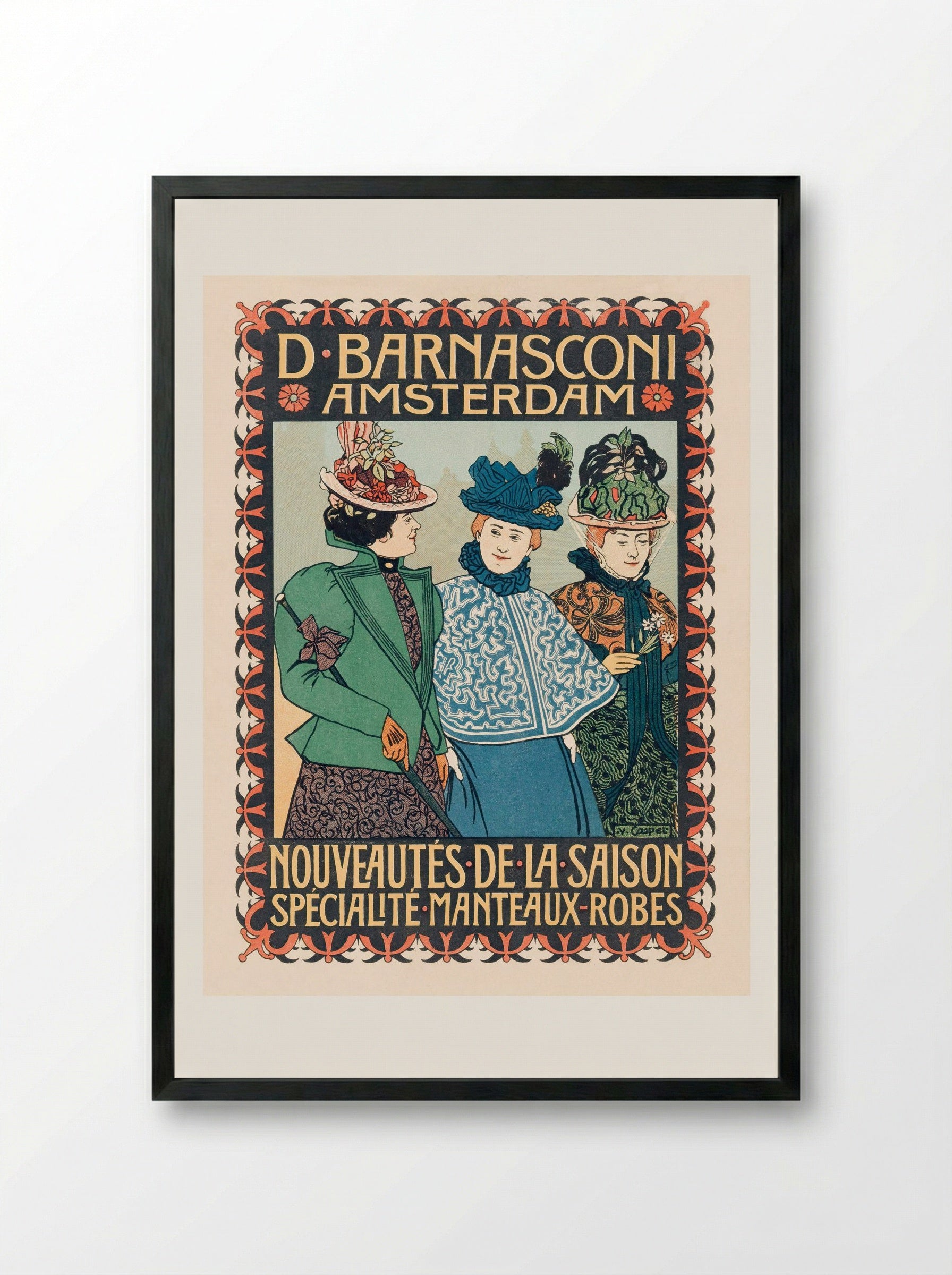 Advertentie van kledingzaak D. Barnasconi in Amsterdam - Johann Georg van Caspel - Framed Print Black