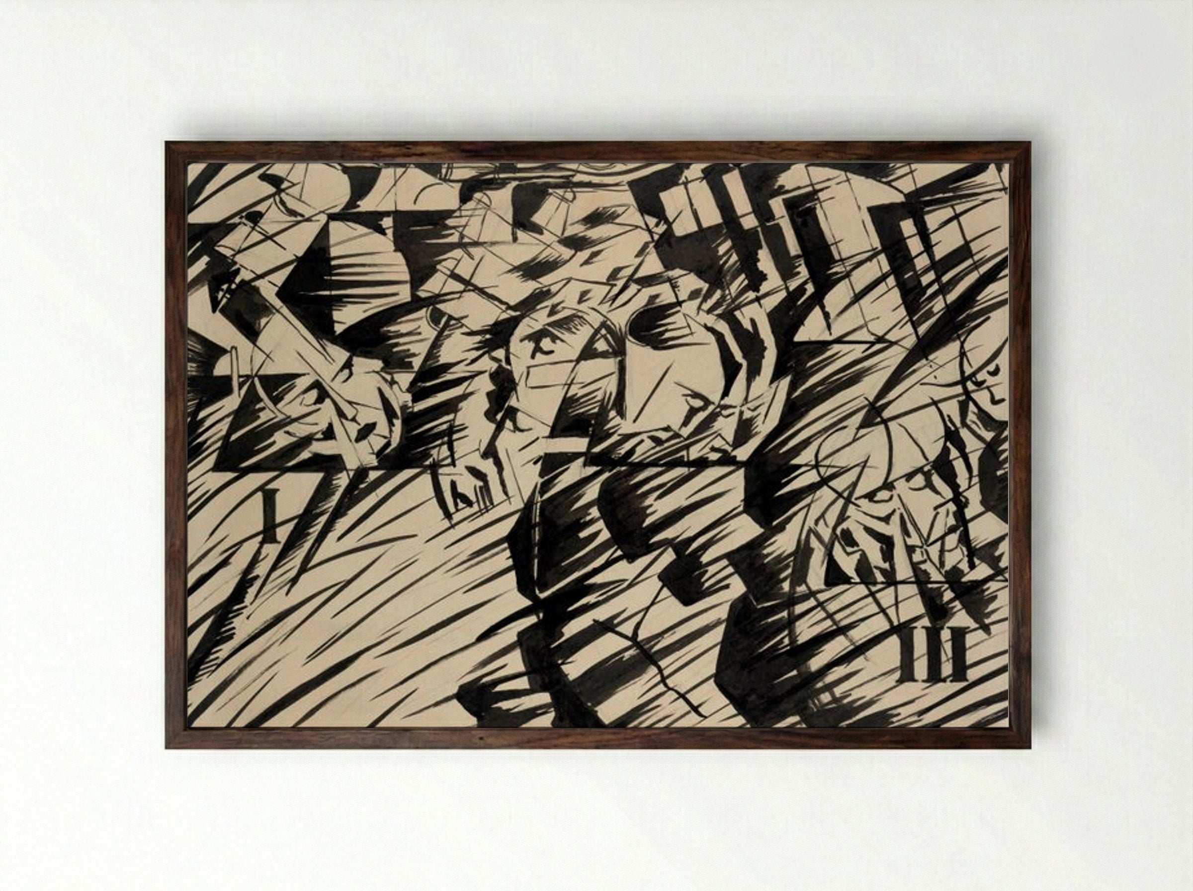 States of Mind I: The Farewells - Umberto Boccioni - Framed Print Dark Wood