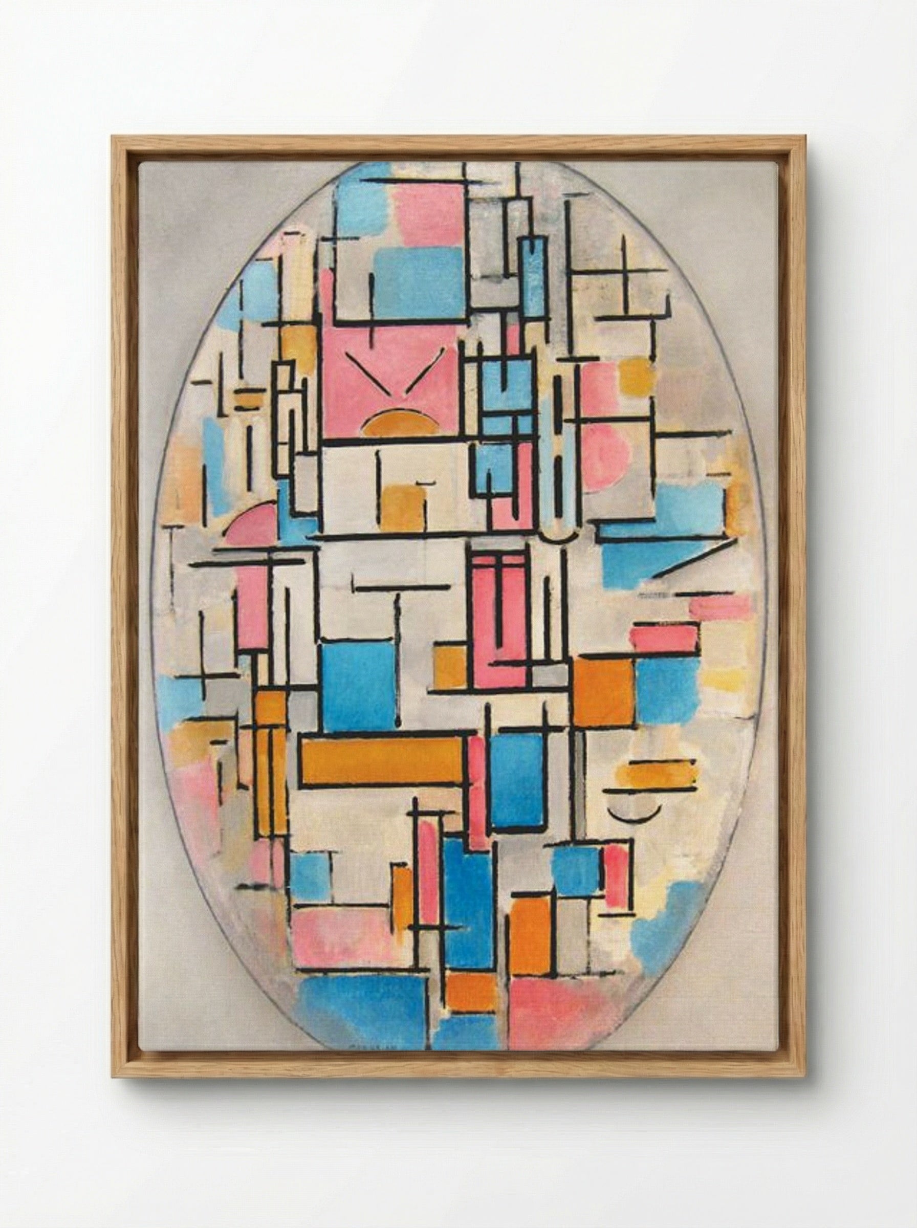 Composition in Oval with Colour Planes 1 - Piet Mondrian - Framed Canvas Wood