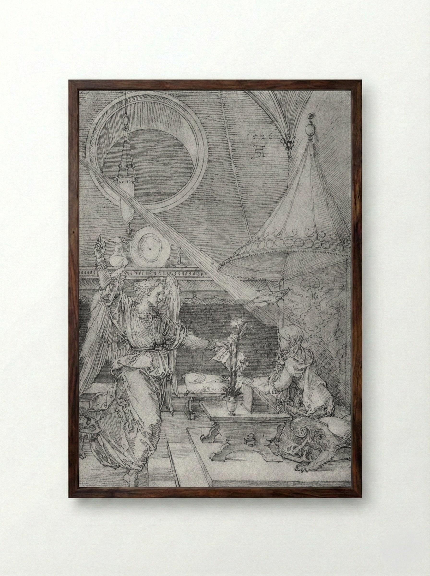 Annunciation - Albrecht Dürer - Framed Print Dark Wood
