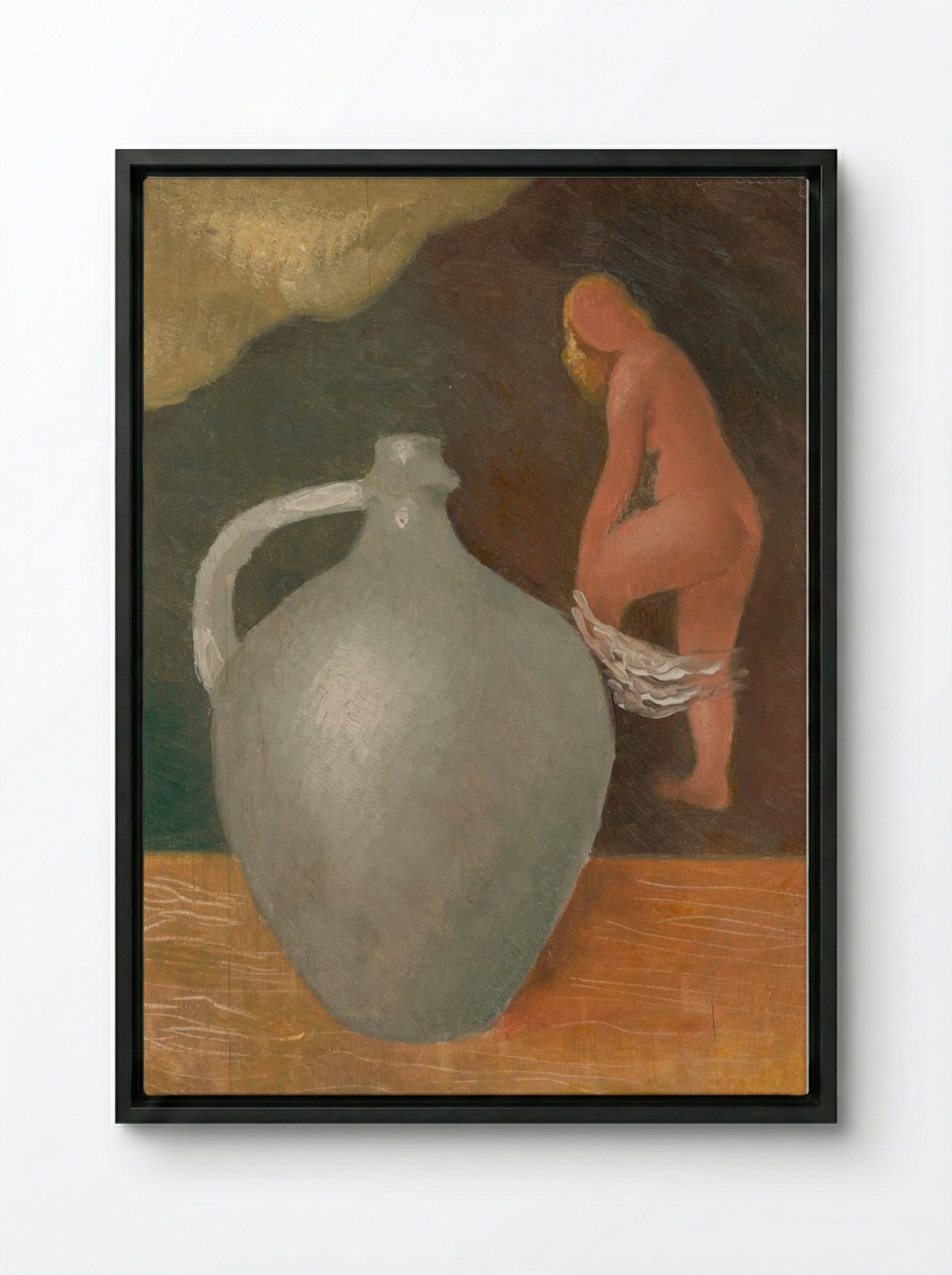 Woman with Jar - Mikuláš Galanda - Framed Canvas Black