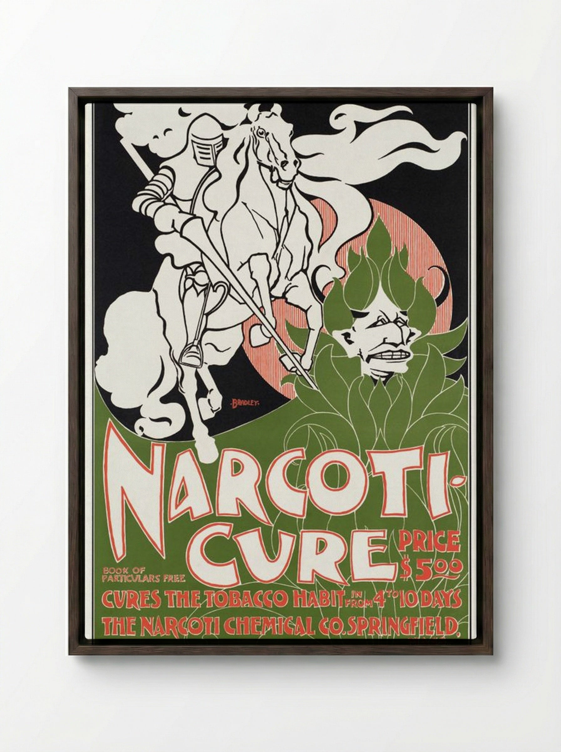 Narcoti-Cure - Will H. Bradley - Framed Canvas Dark Wood