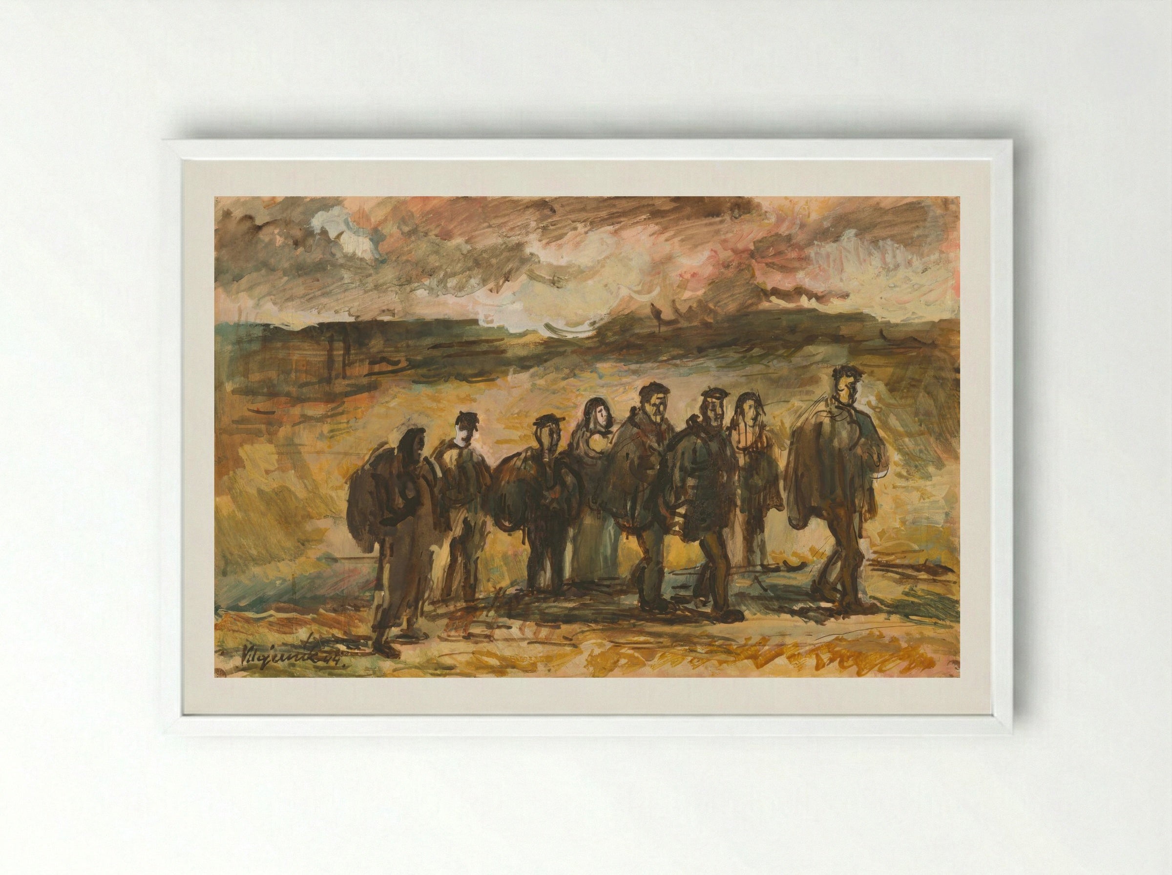 Refugees - Cyprián Majerník - Framed Print White