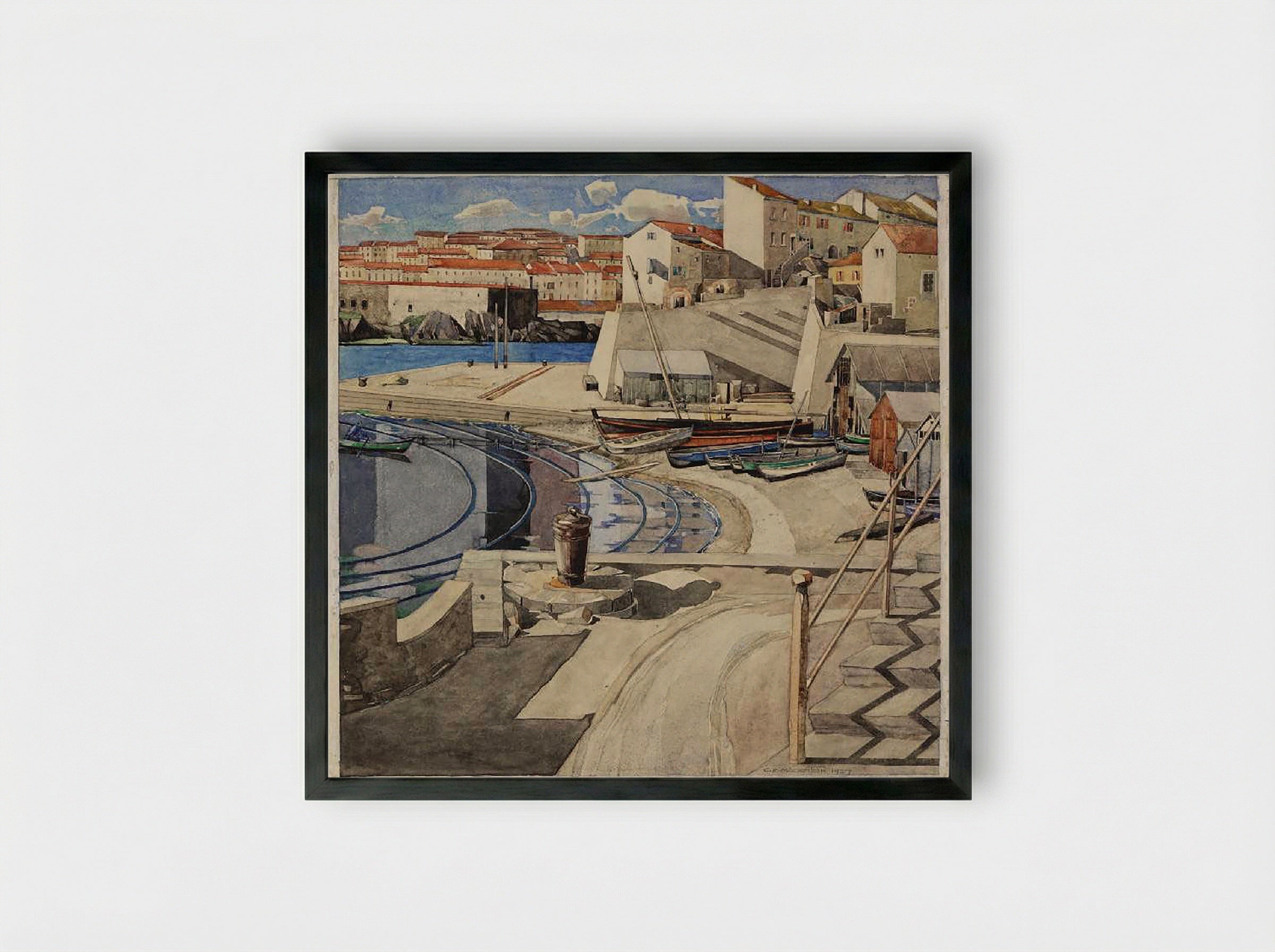 The Little Bay, Port Vendres - Charles Ginner - Framed Print Black