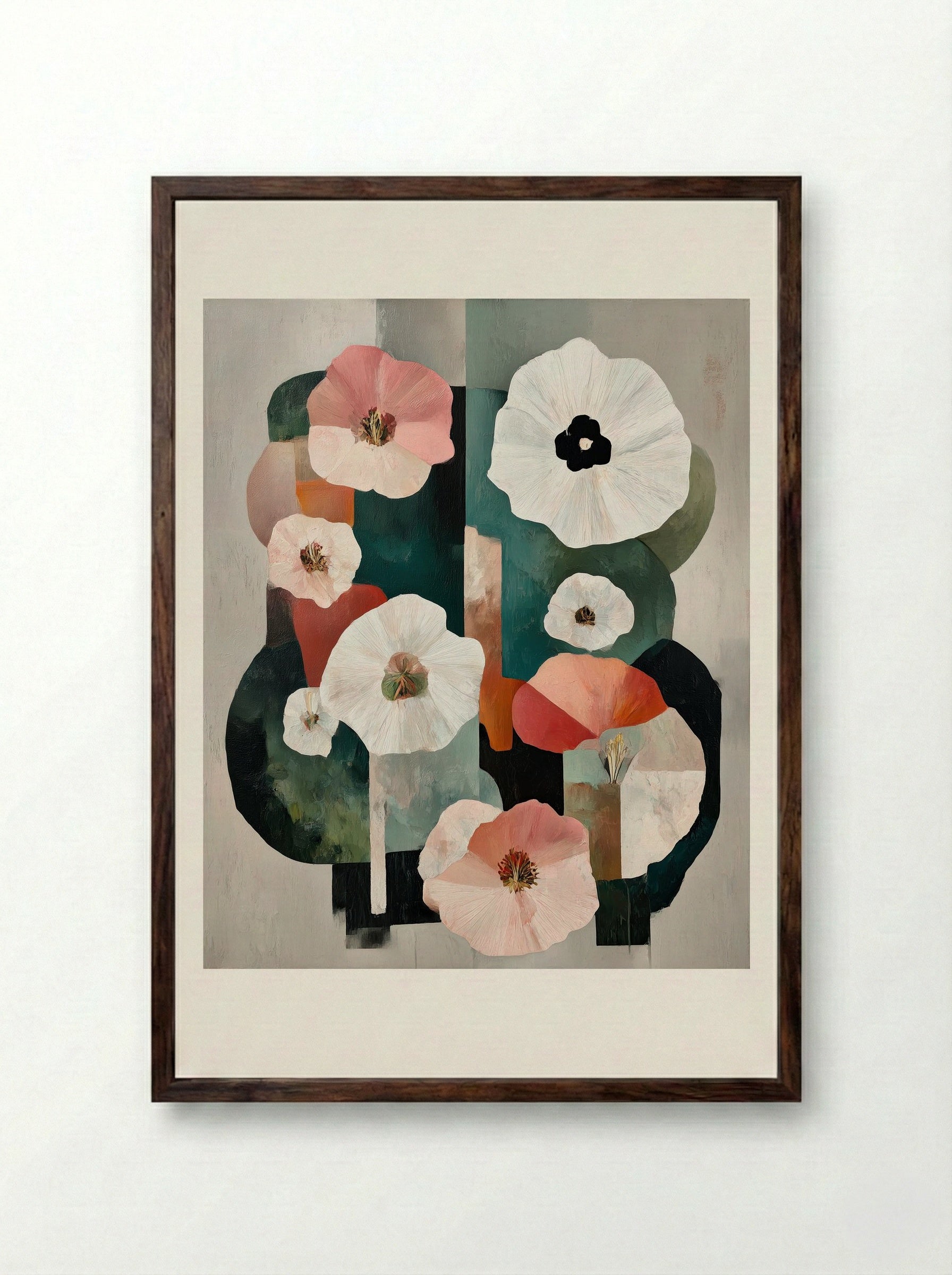 Petals and Perspectives - Framed Print Dark Wood