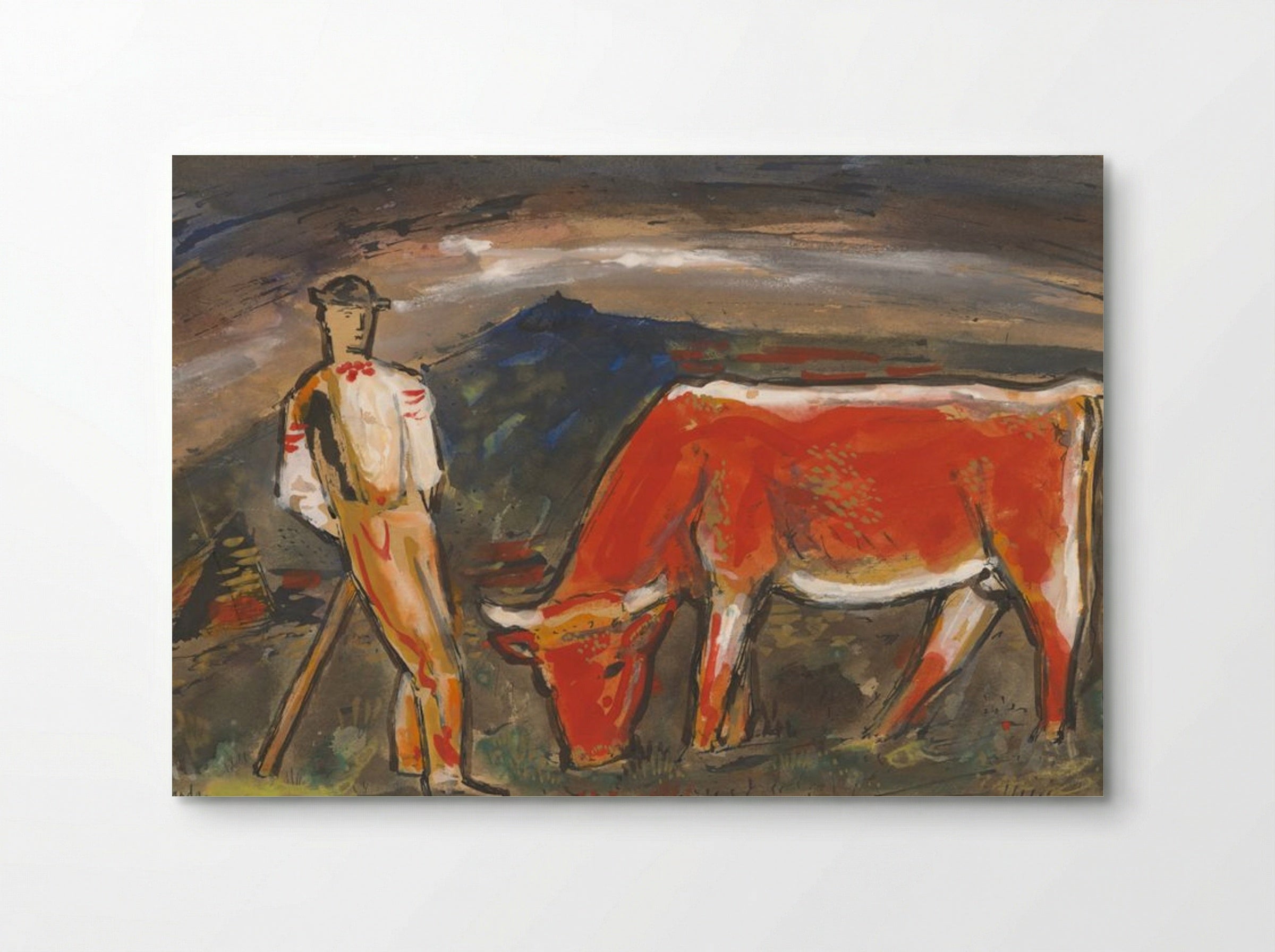 Shepherd with Red Cow - Mikuláš Galanda - Poster