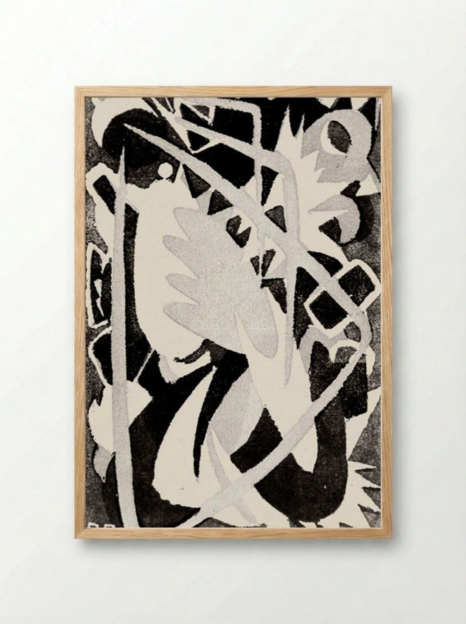 Abstract Composition (Black and White) - Franz Marc - Framed Print Wood