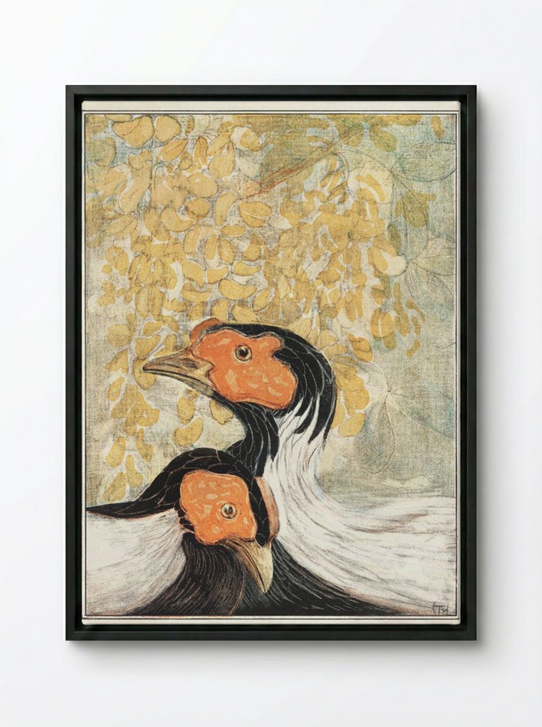 Two Silver Pheasants - Theo van Hoytema - Framed Canvas Black