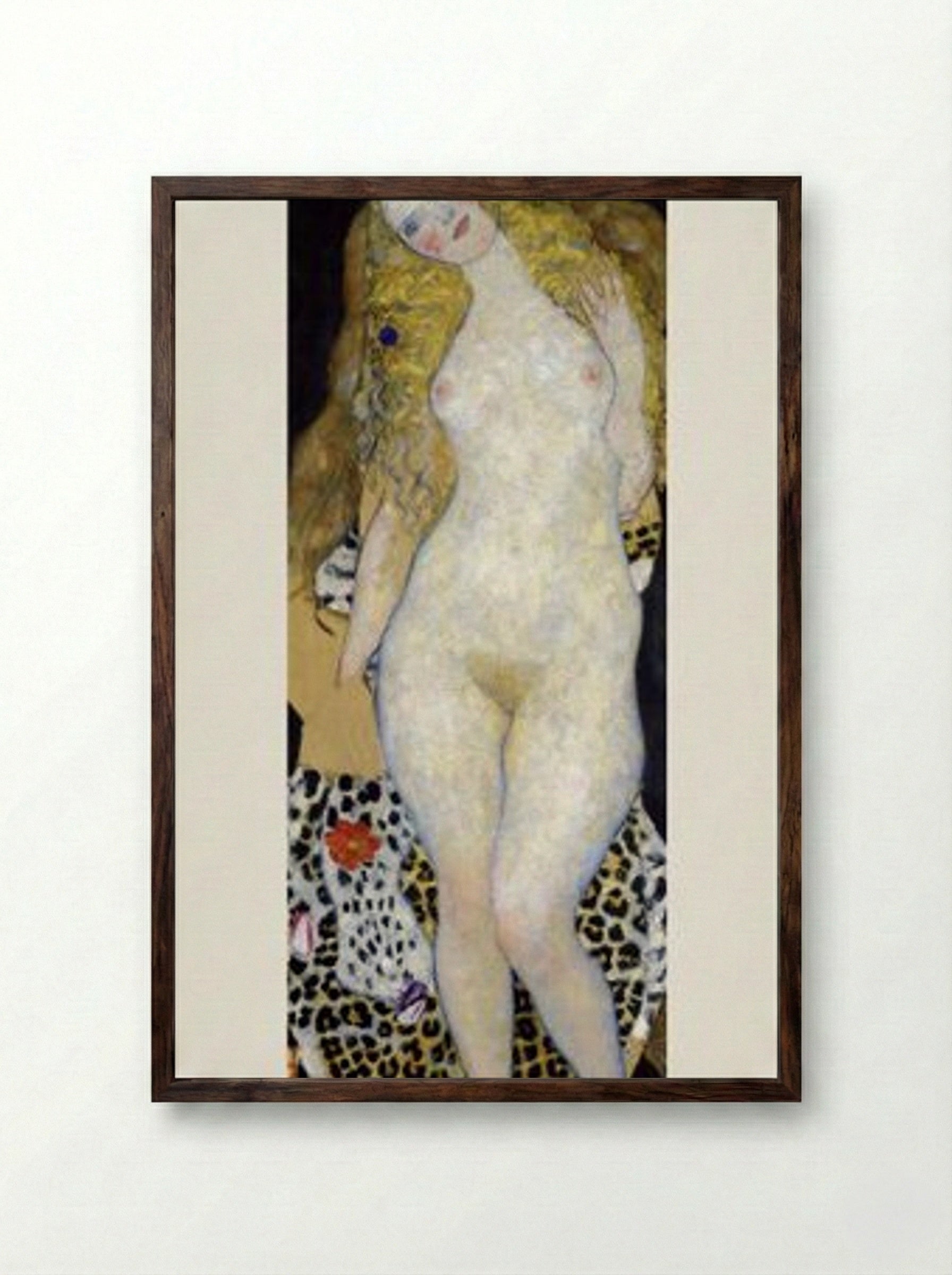 Adam and Eve - Gustav Klimt - Framed Print Dark Wood