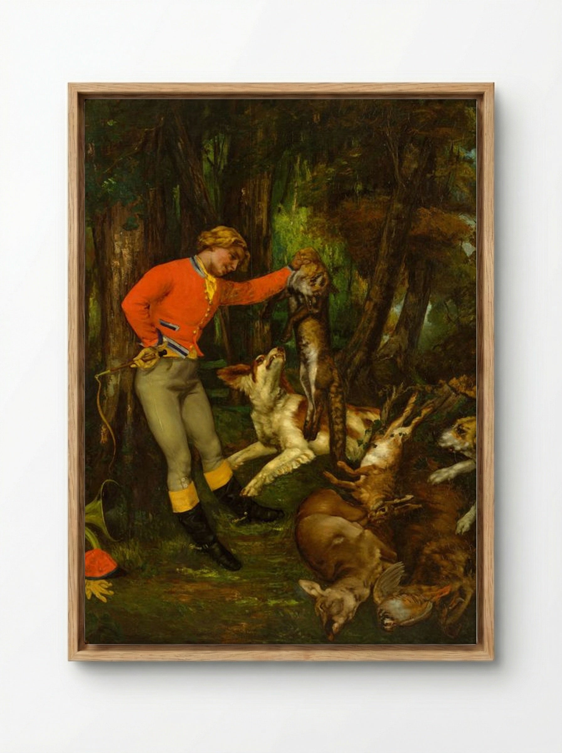 After the Hunt - Gustave Courbet - Framed Canvas Wood