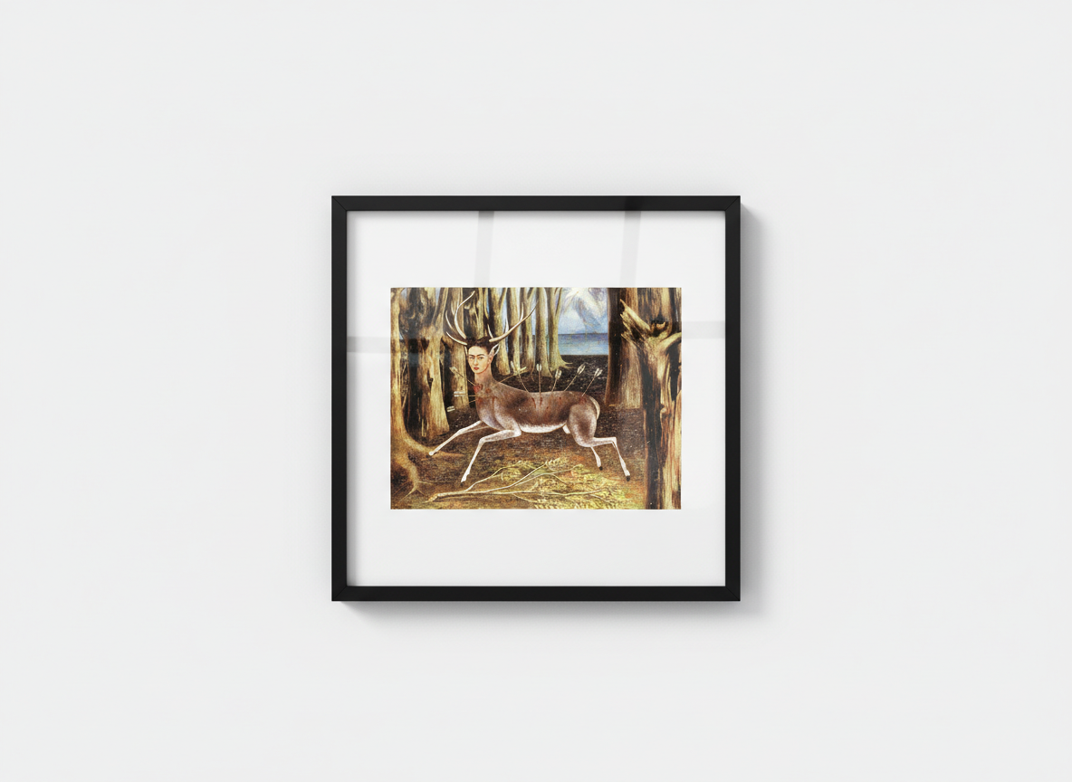 The Wounded Deer - Frida Kahlo - Framed Print Black