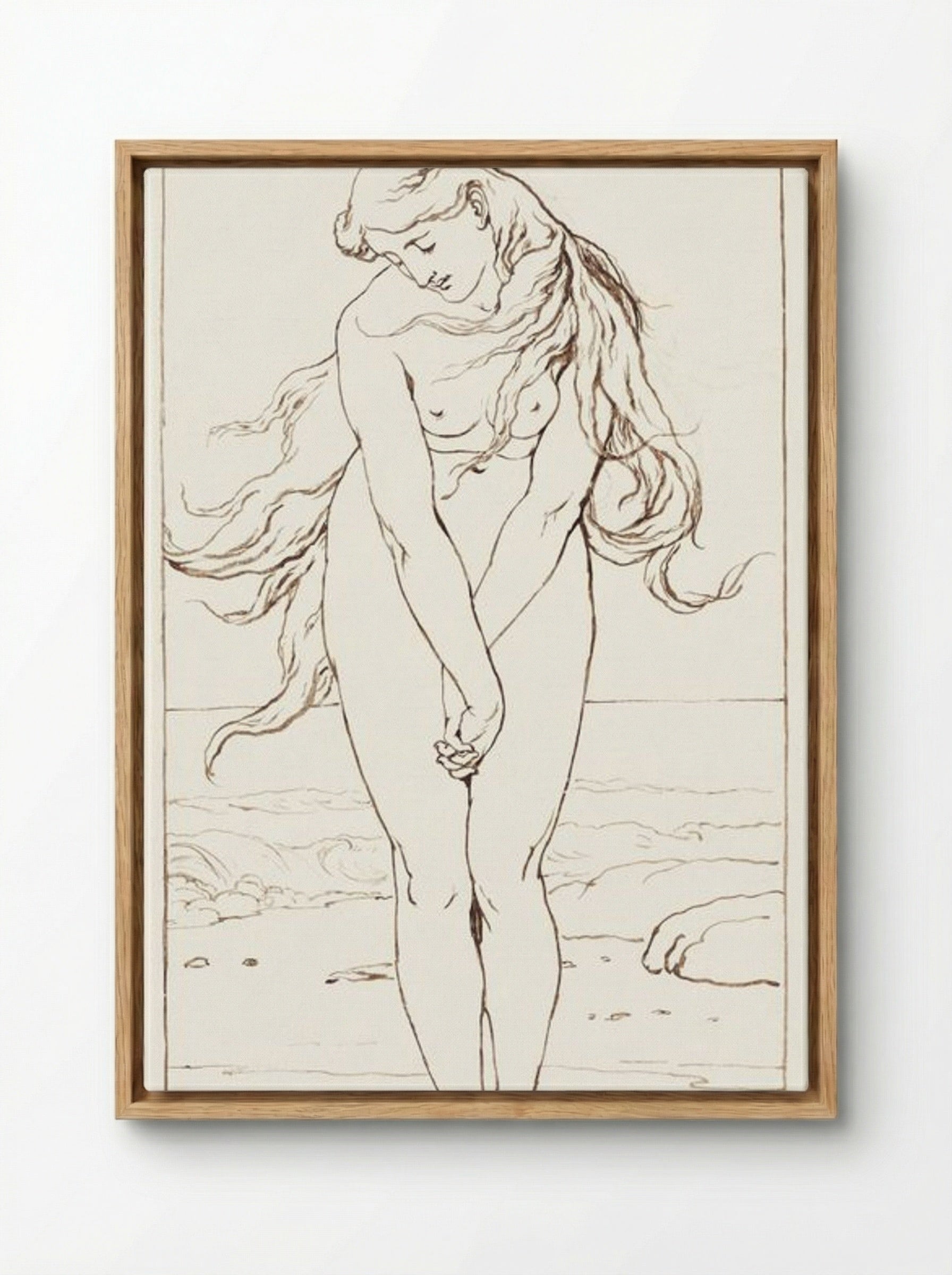 Standing Nude with Crossed Arms - John Dawson Watson - Framed Canvas Wood