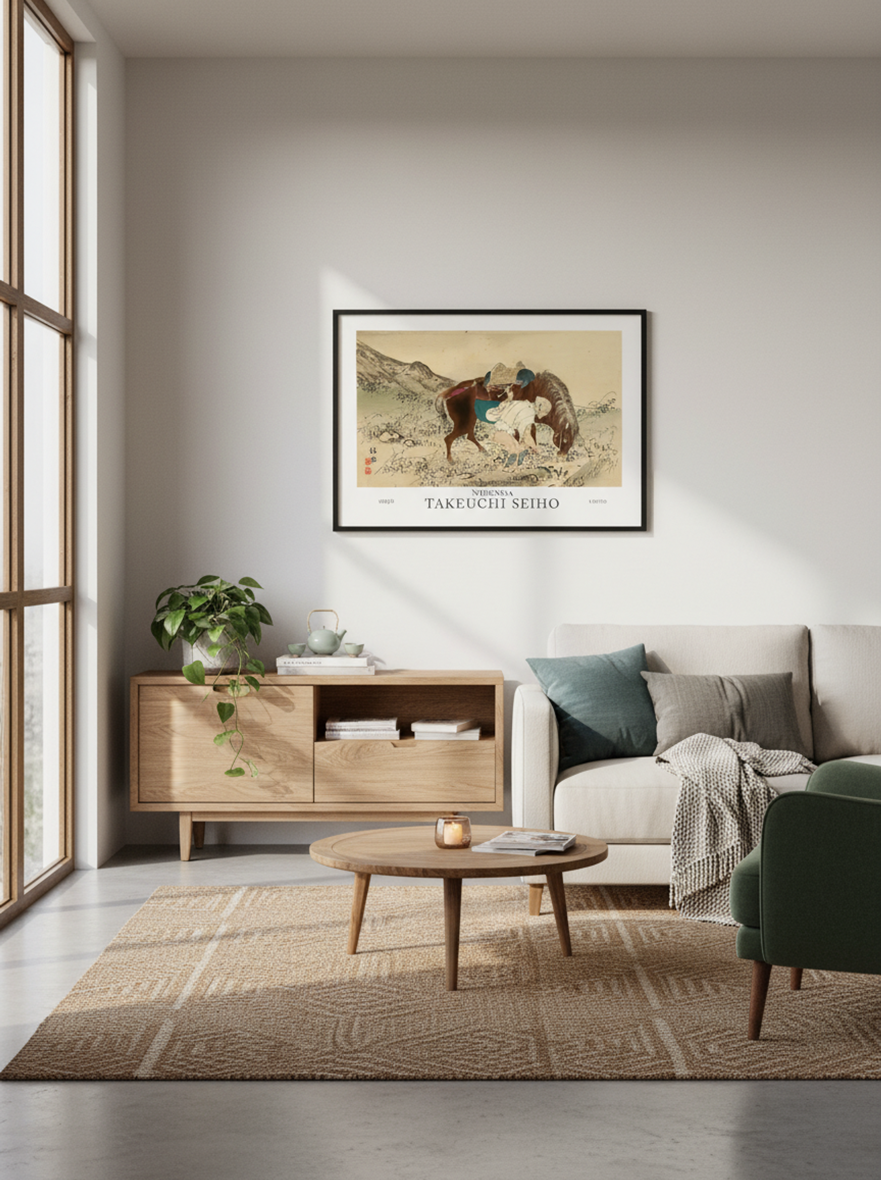 Seiho Twelve Fuji – Taking Care of Horse Modern Print Reproduction - Lifestyle
