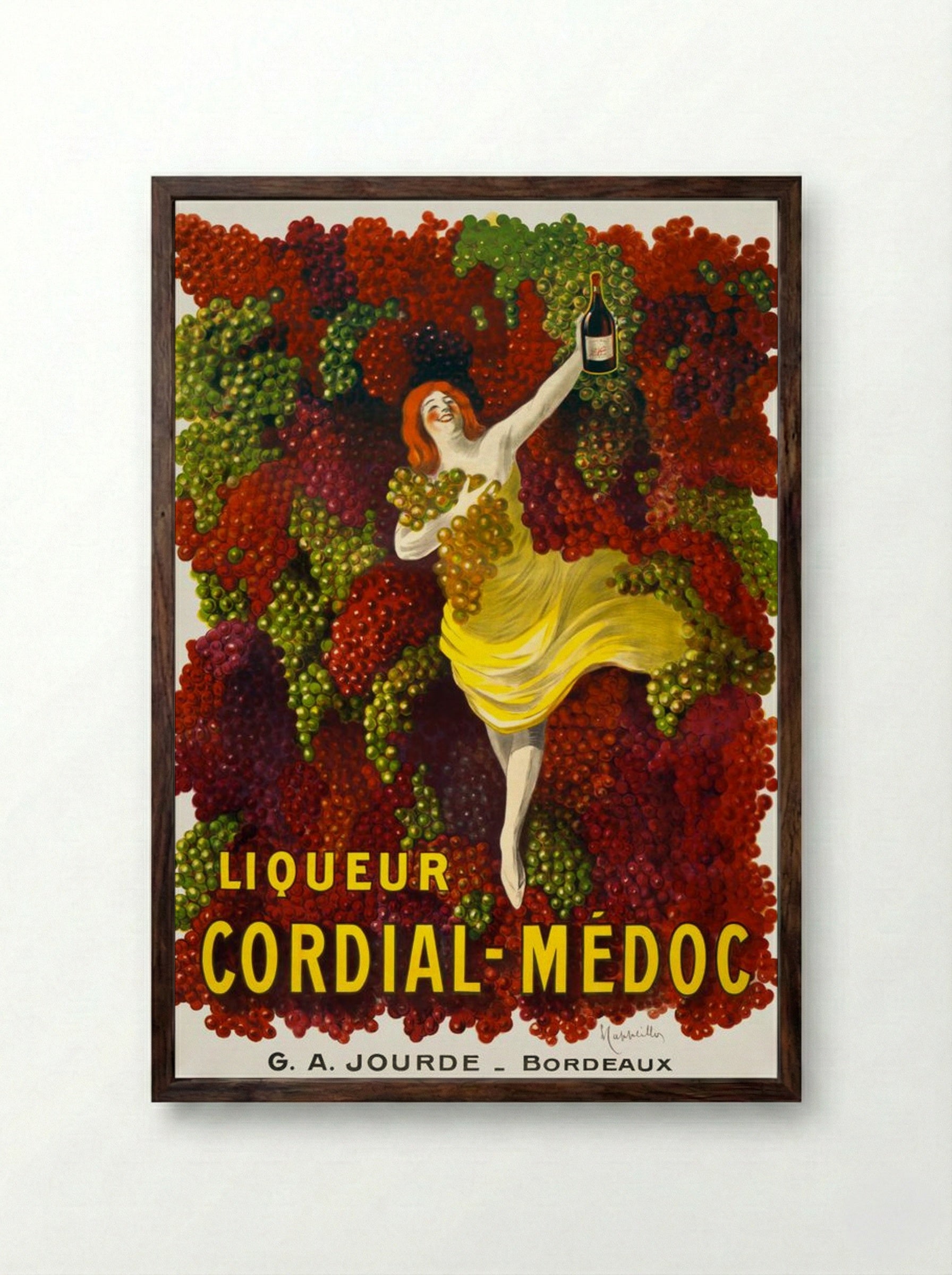 Liqueur Cordial-Médoc - G. A. Jourde - Bordeaux - Leonetto Cappiello - Framed Print Dark Wood