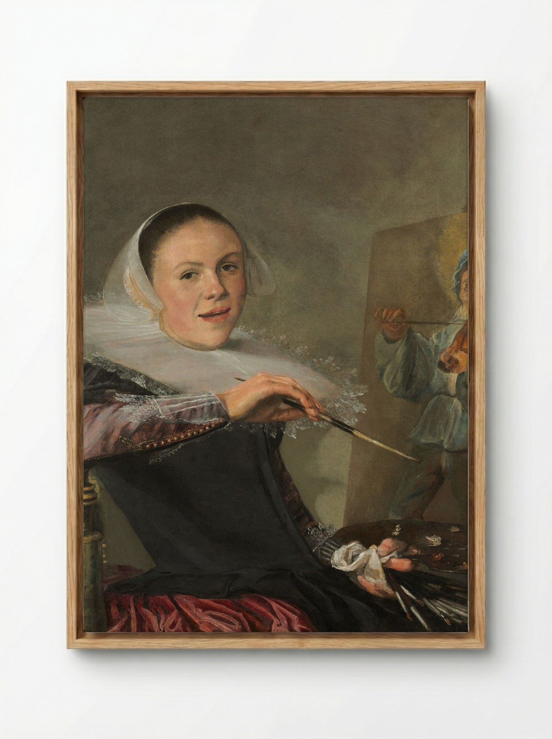 Self-Portrait - Judith Leyster - Framed Canvas Wood
